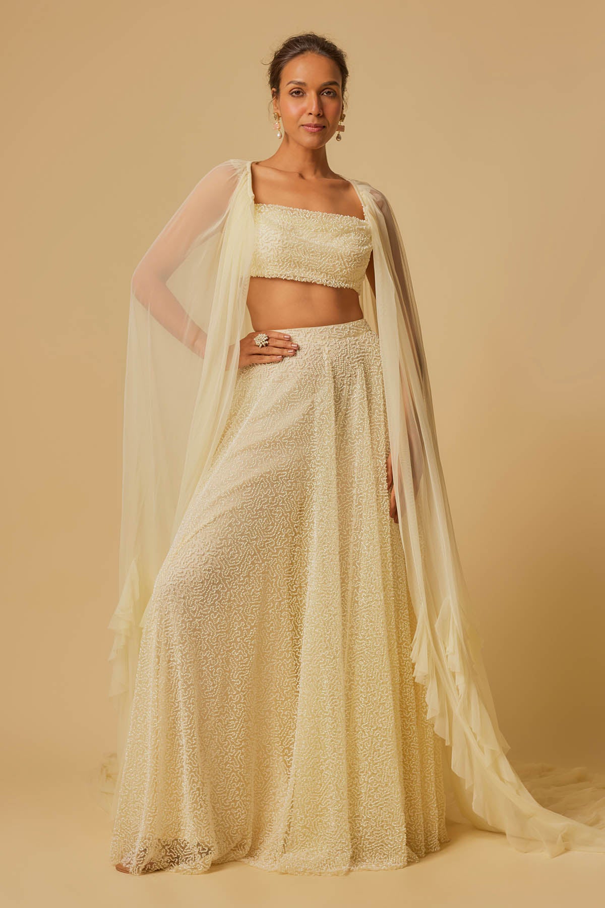 Embroidered Yellow Gharara Set