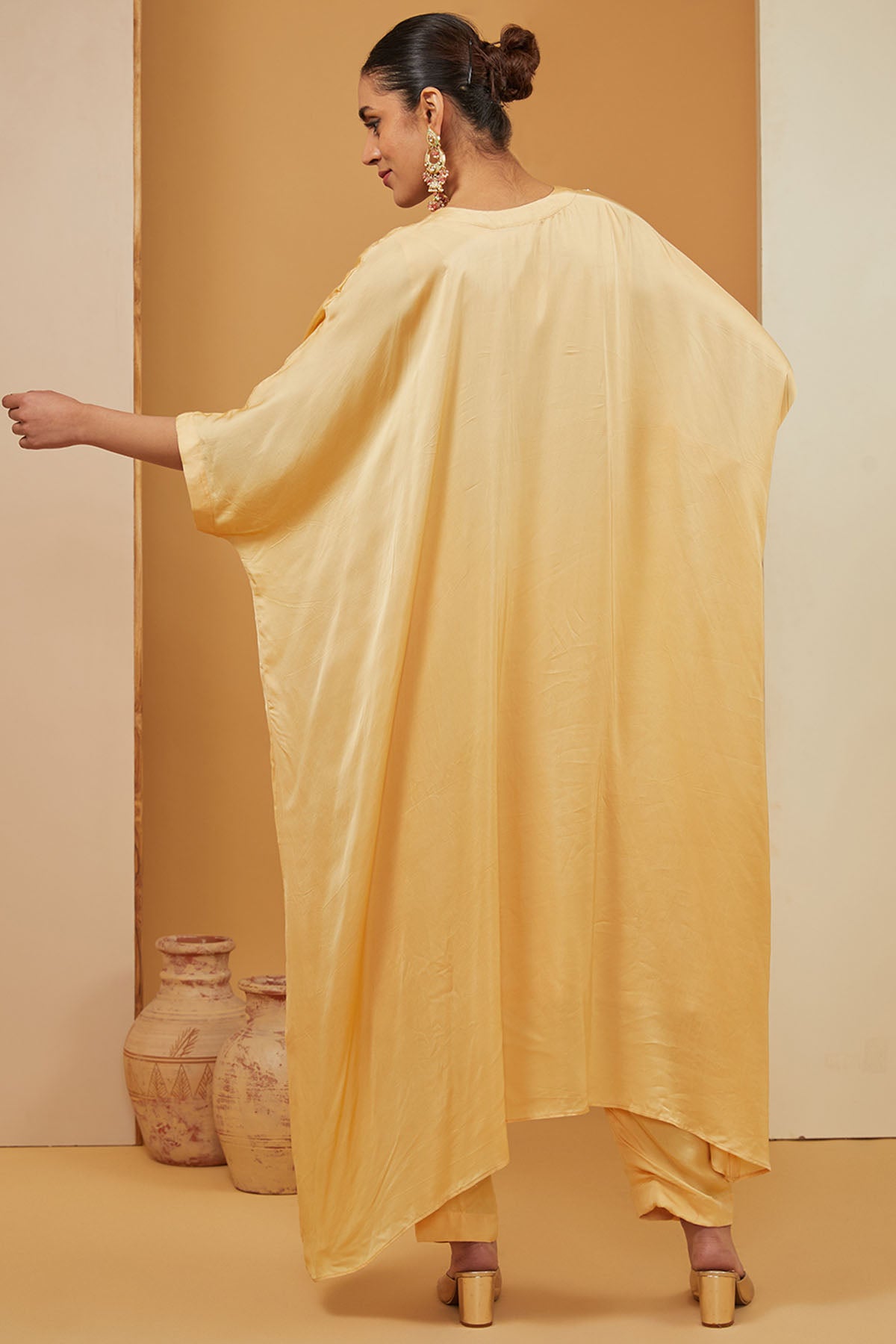 Embroidered Yellow Kaftan Set