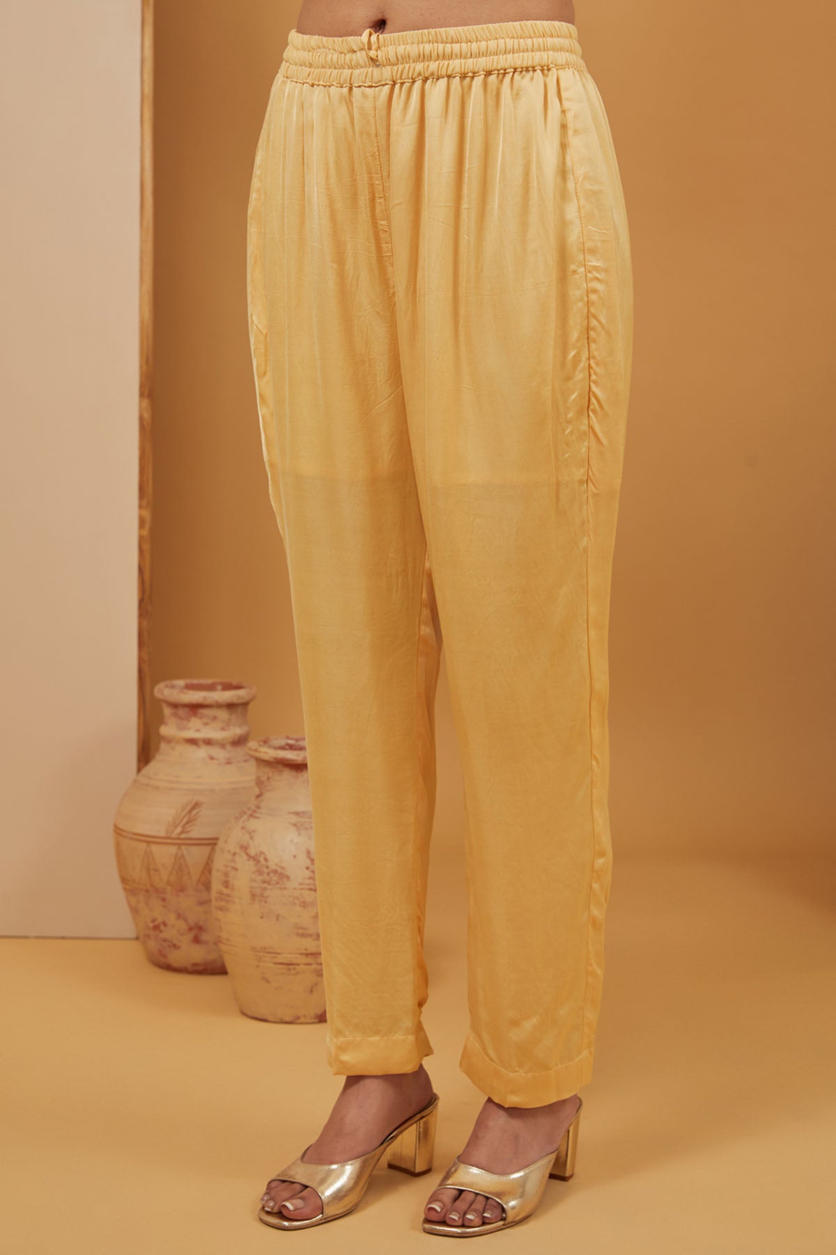 Embroidered Yellow Kaftan Set