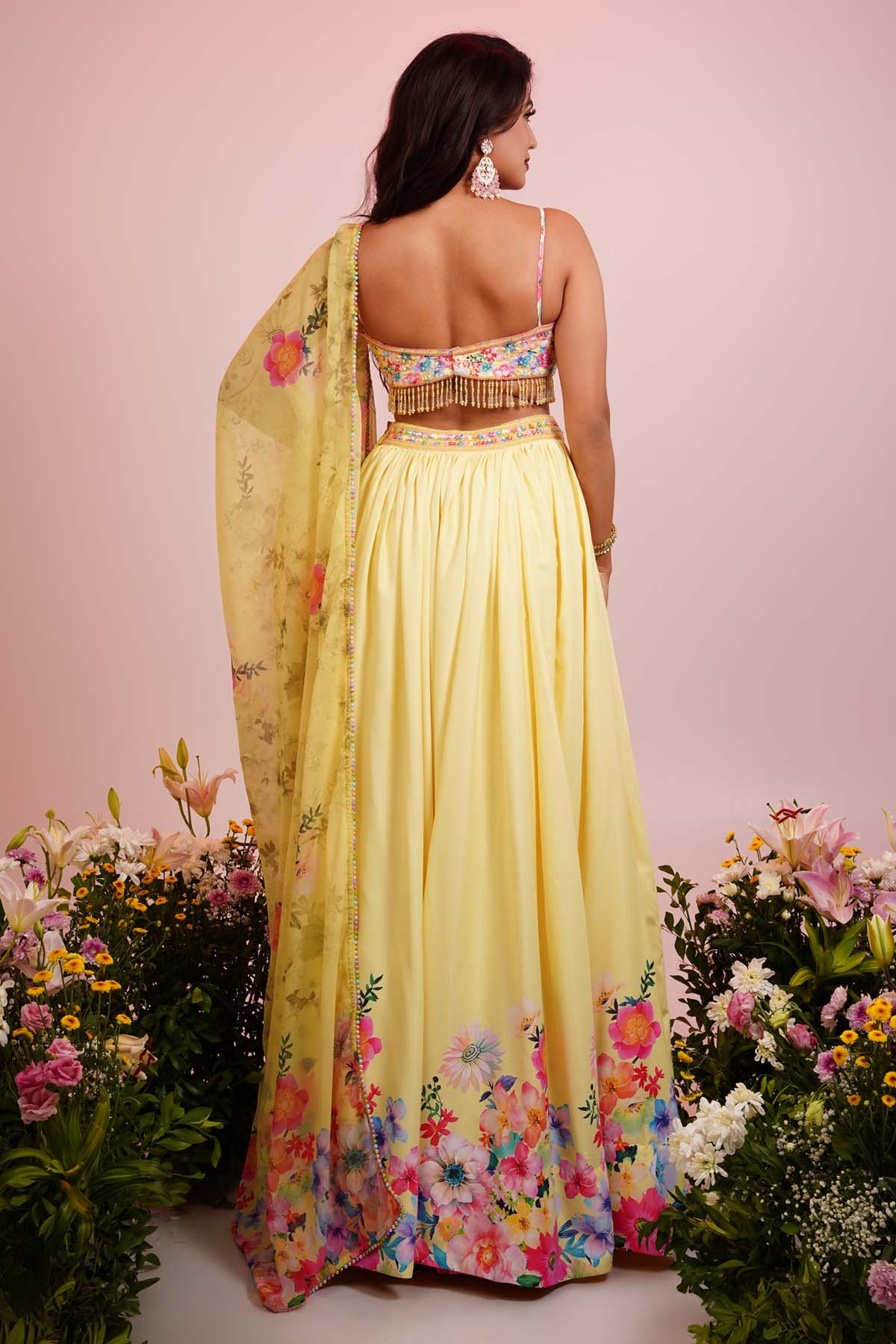 Embroidered Yellow Lehenga Set