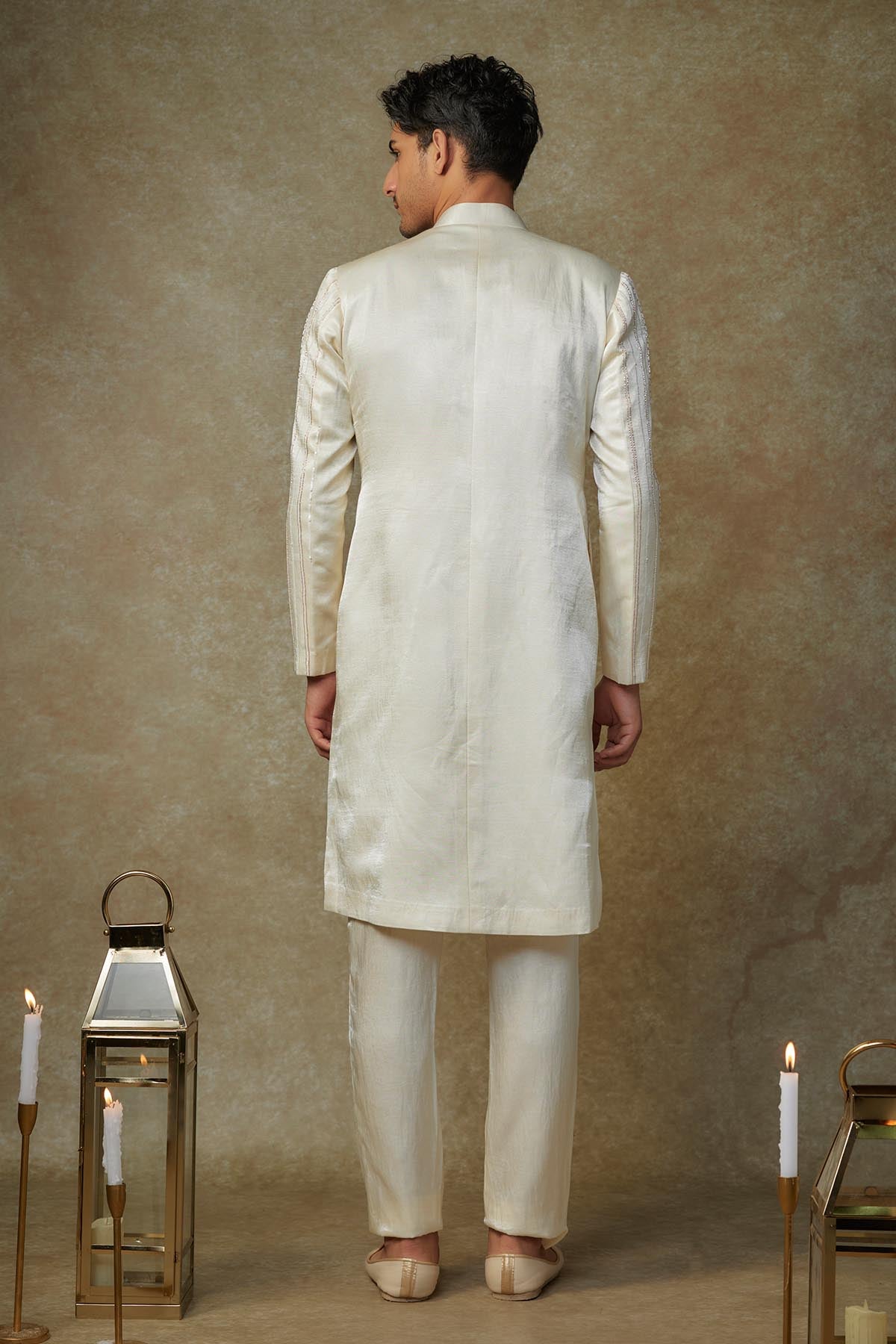 Embroidered Yellow Sherwani Set