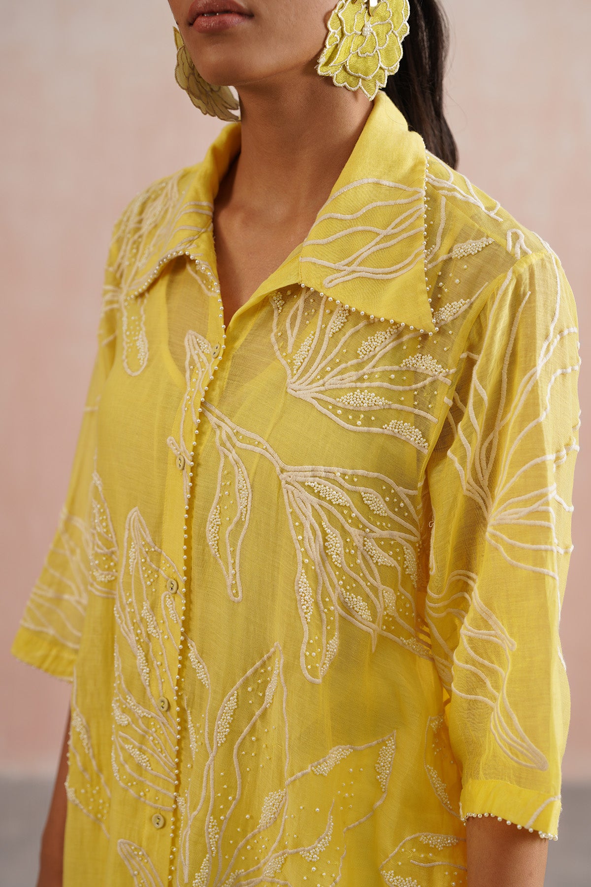 Embroidered Yellow Shirt & Pants