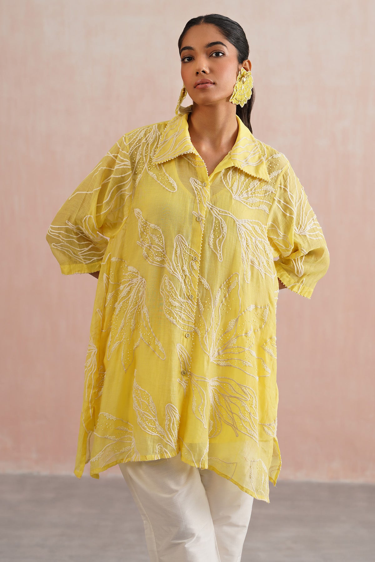 Embroidered Yellow Shirt & Pants