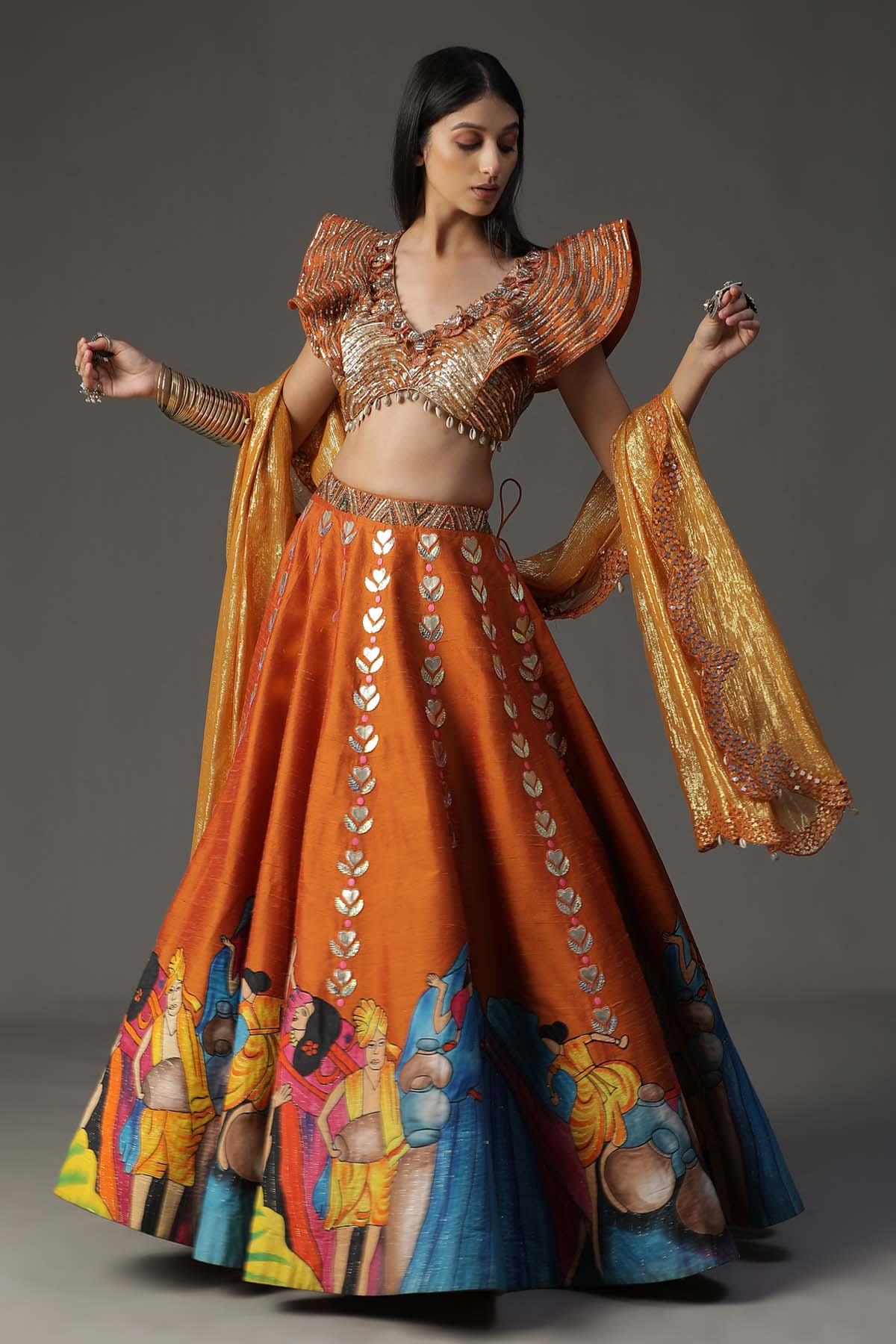 Buy Arpita SulakshanaEmbroidered & Painted Lehenga Set