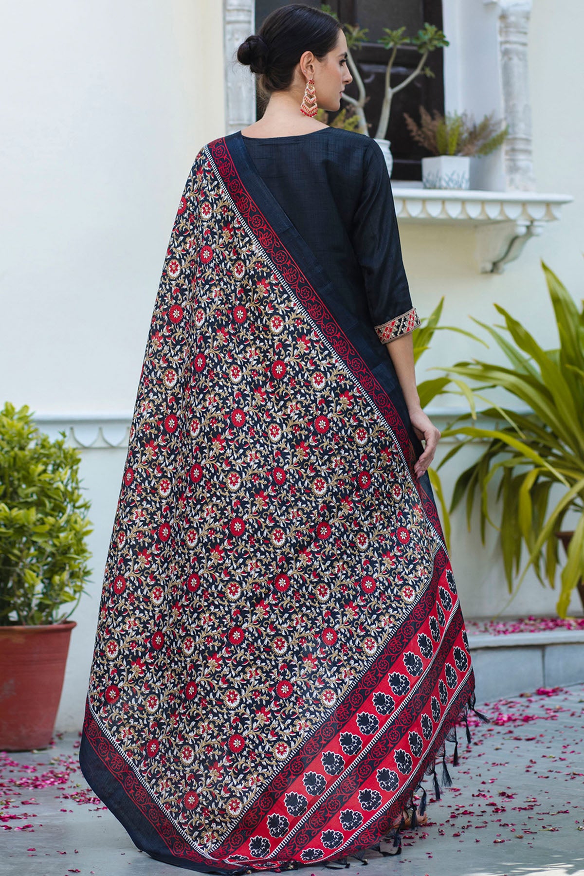 Embroidery Silk Black Kurta Set