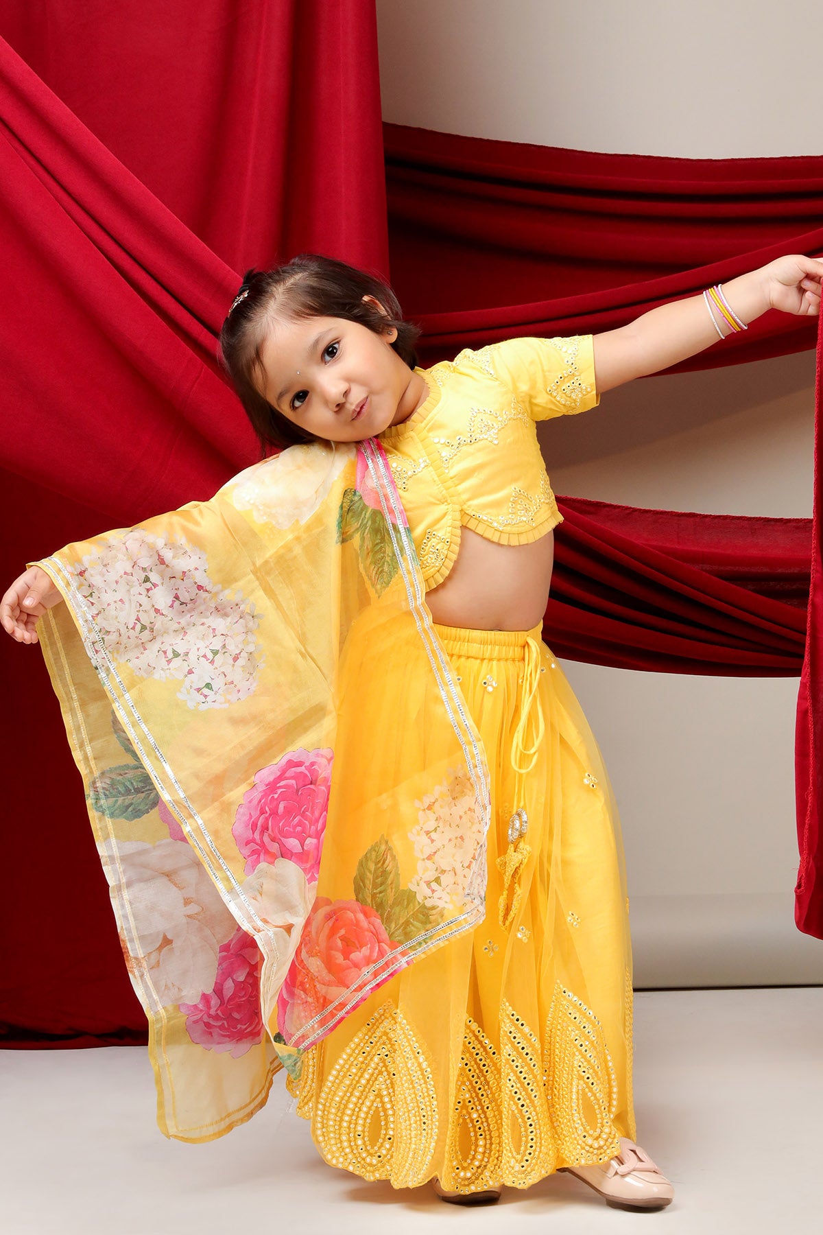 Embroidery Yellow Lehenga Set