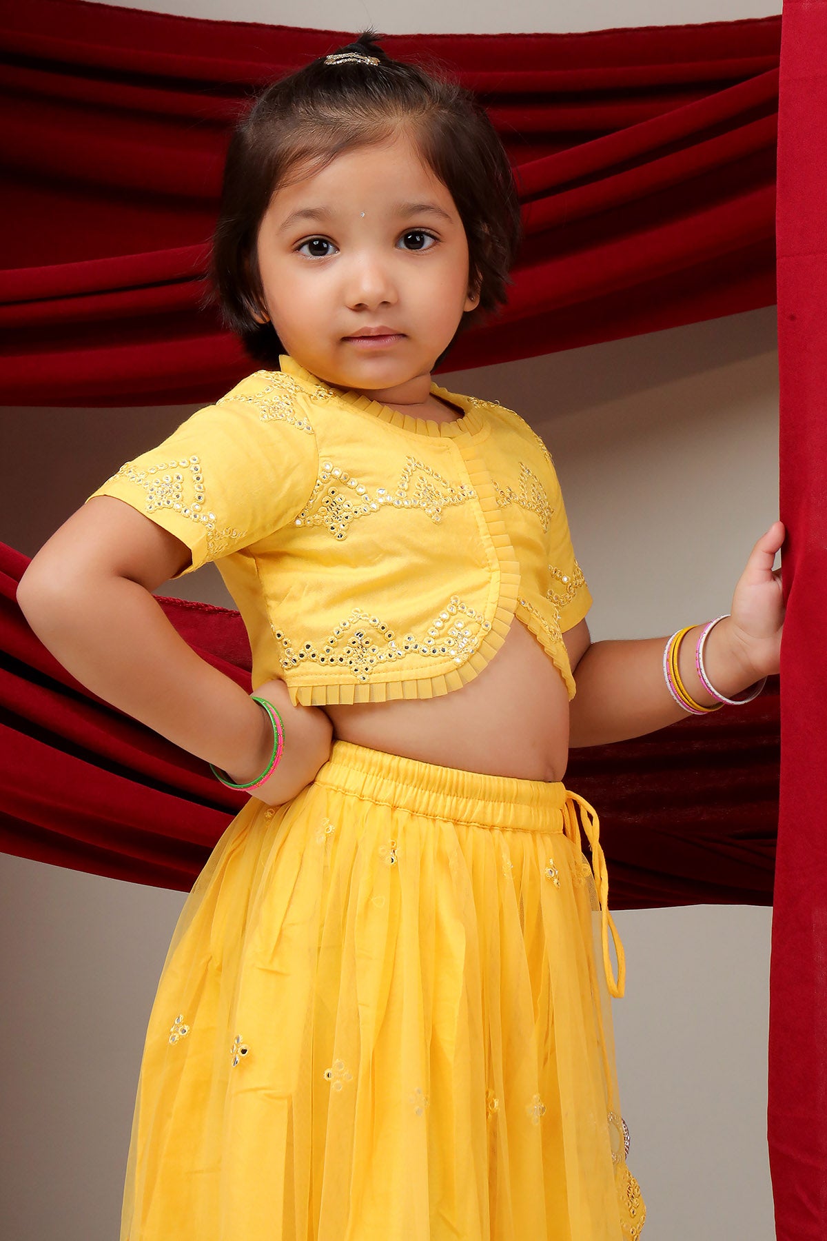 Embroidery Yellow Lehenga Set