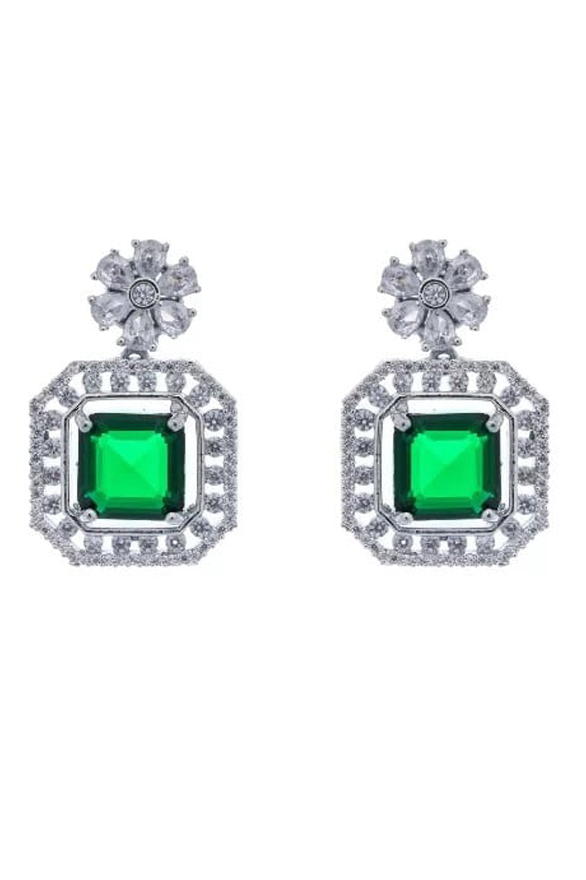 Emerald Diamond Drop Earrings