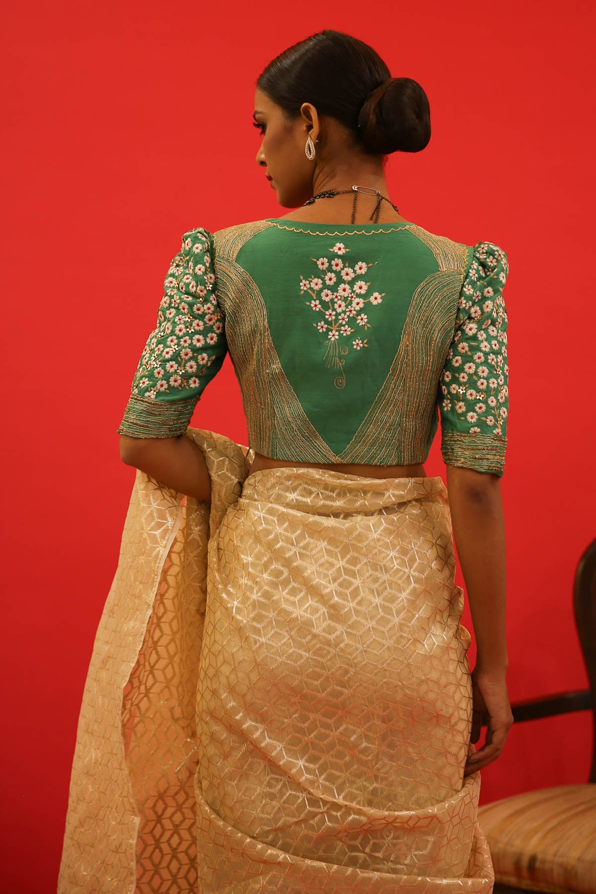 Emerald Green Embroidered Blouse