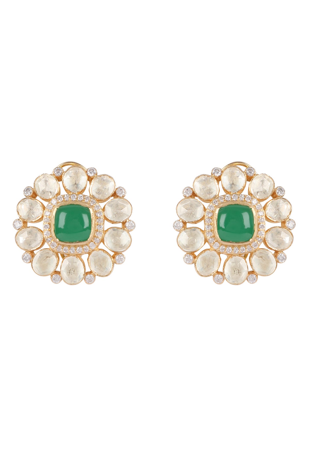 Emerald Polki Stud Earrings