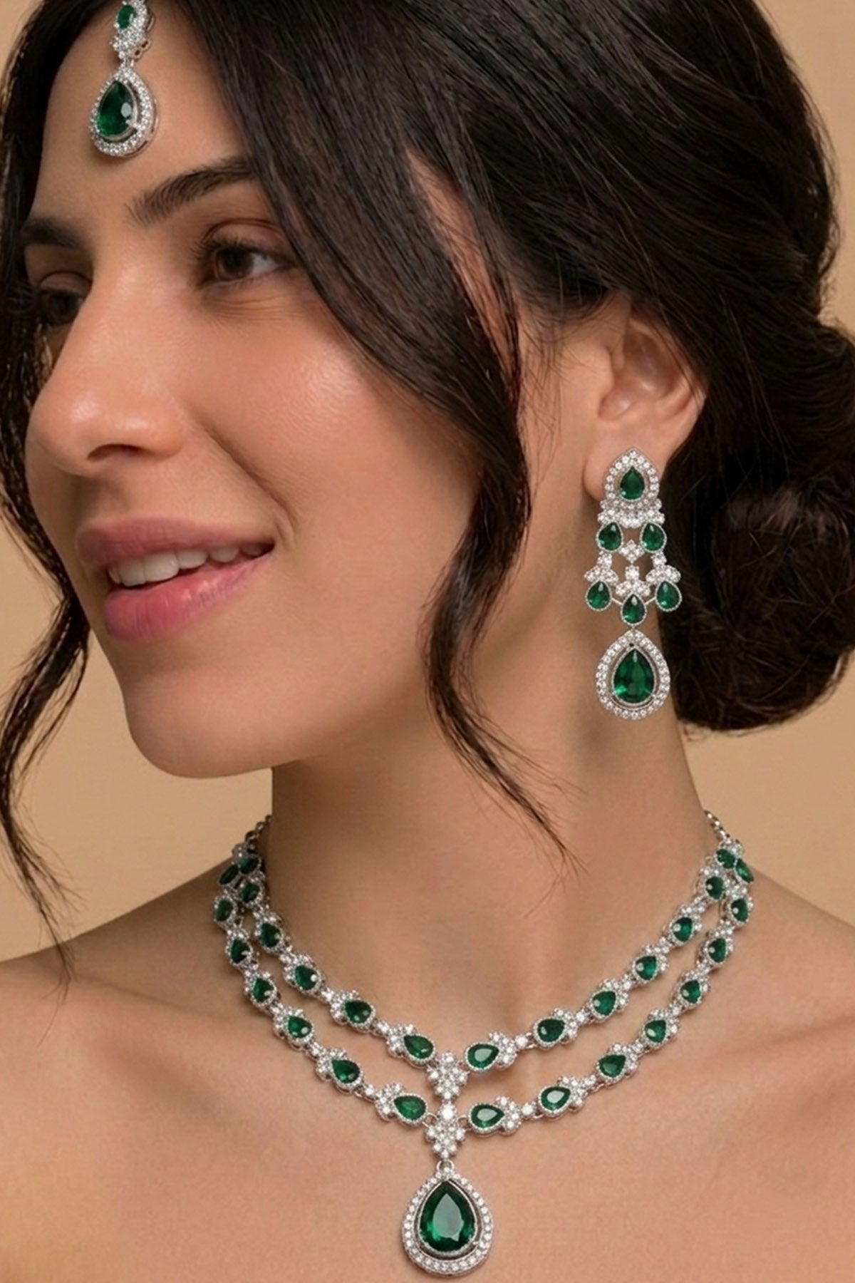 Buy Emerald Cut Stone Jewellery Set for women by Inko & Co online available at scrollnshops