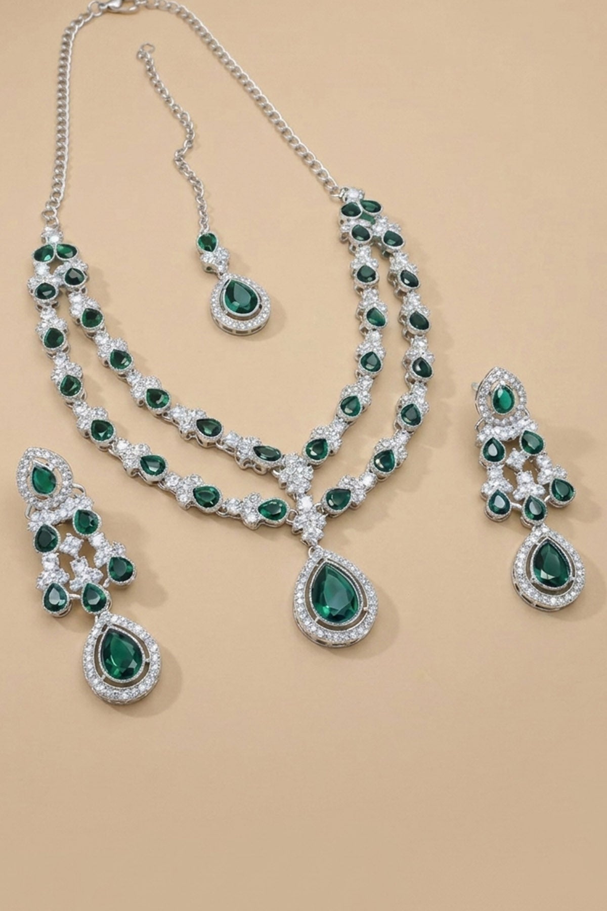 Emerald Cut Stone Jewellery Set