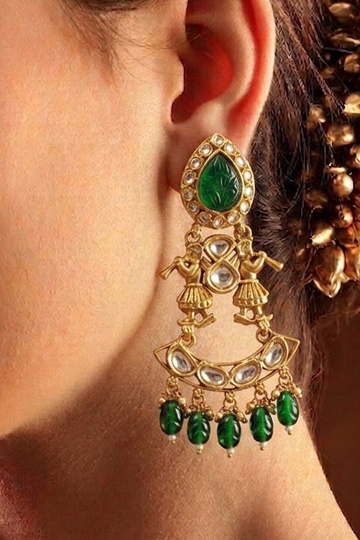 Buy Emerald Drop Dangler Earring for women by Inko & Co online available at scrollnshops