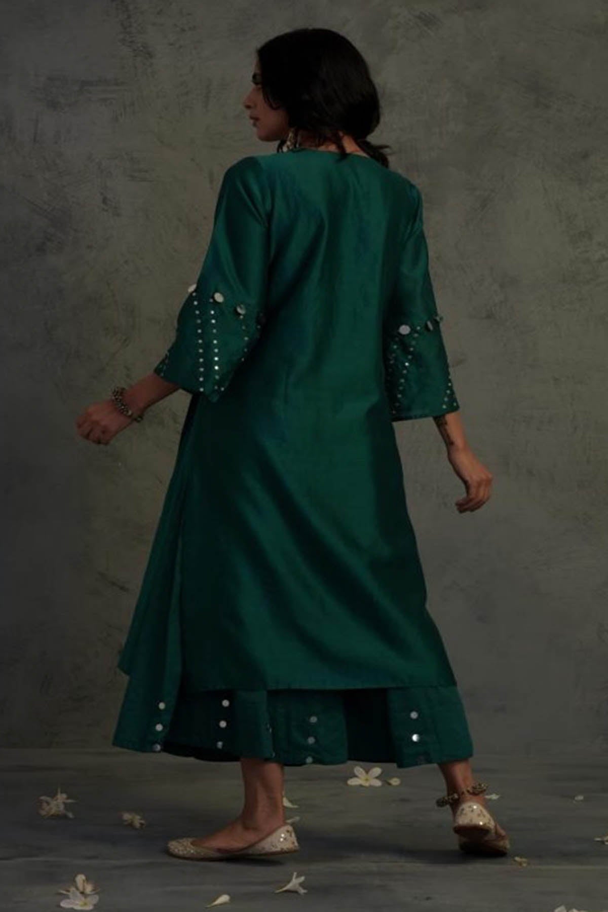Emerald Green Gathered Kurta Set