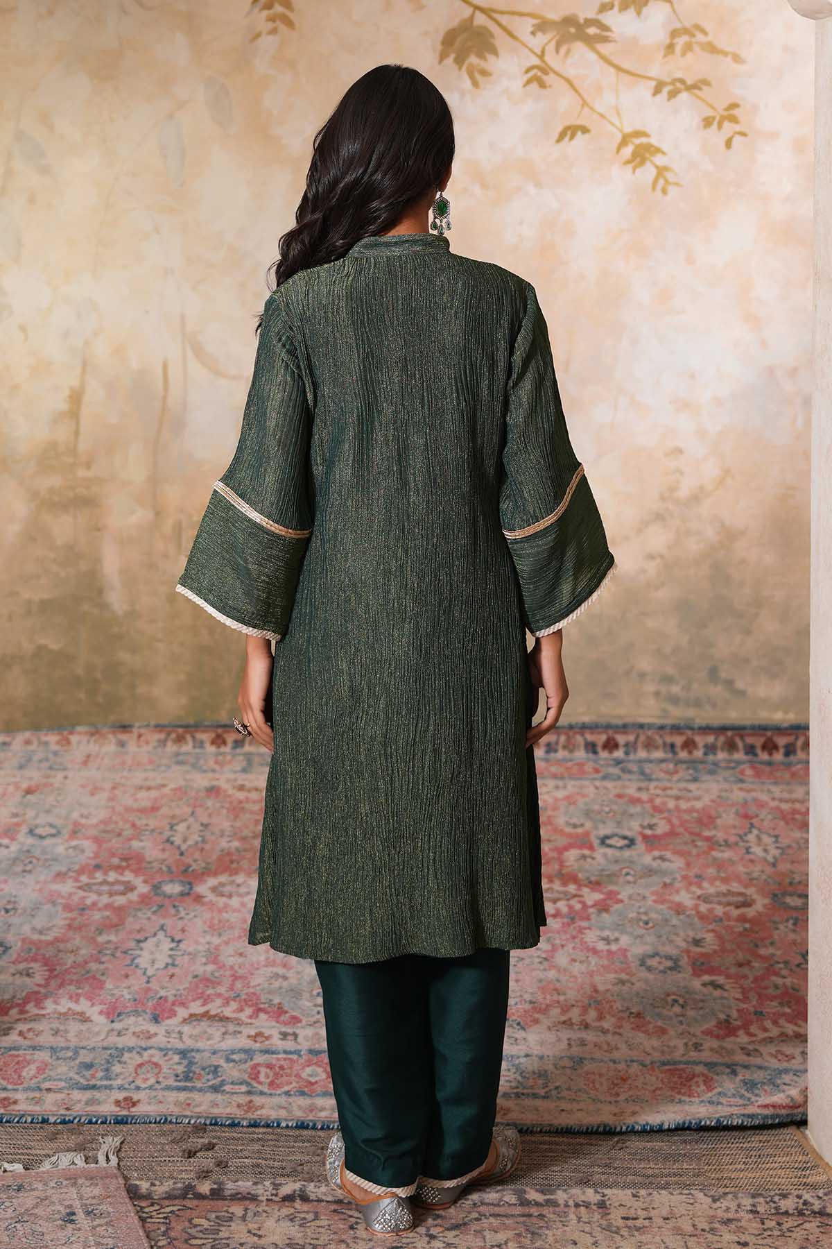 Emerald Green Gota A-Line Kurta