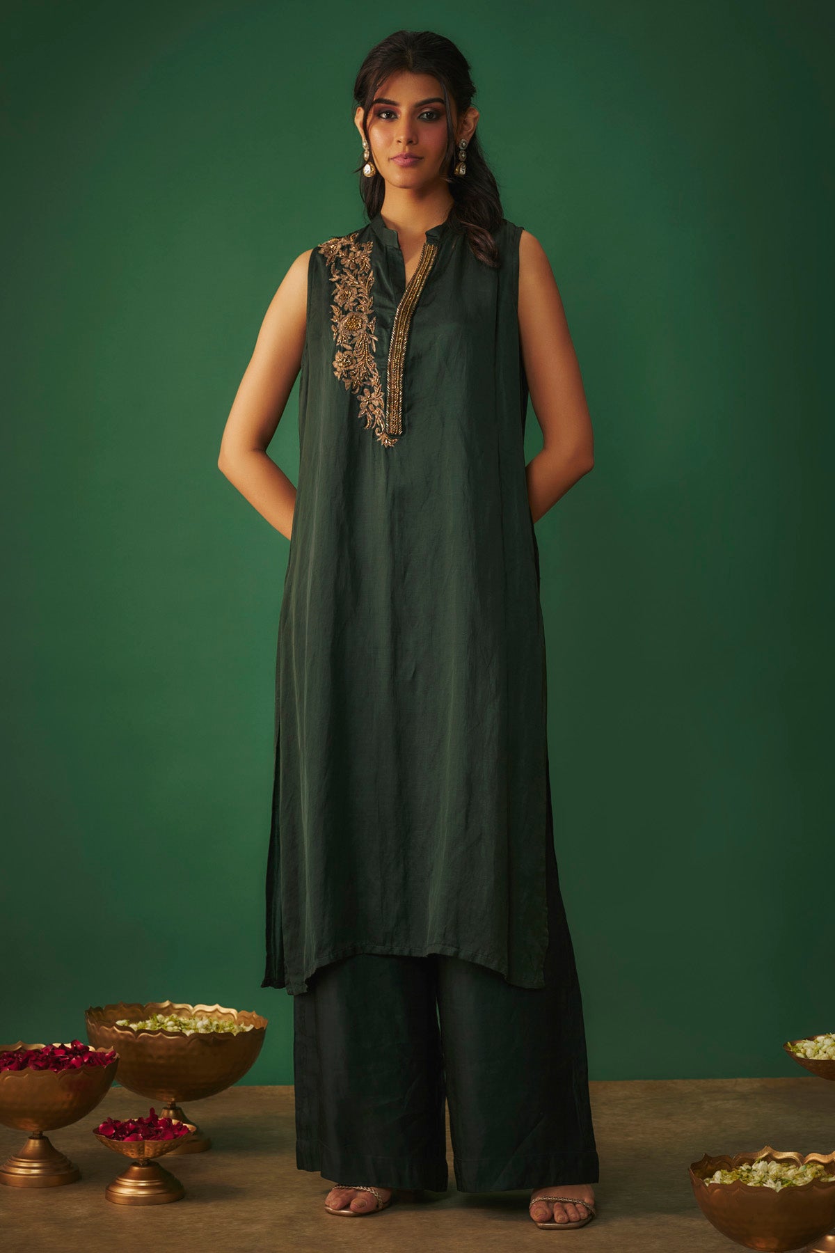 Mehak Murpana Emerald Green Kurta & Pants for Women Online at ScrollnShops