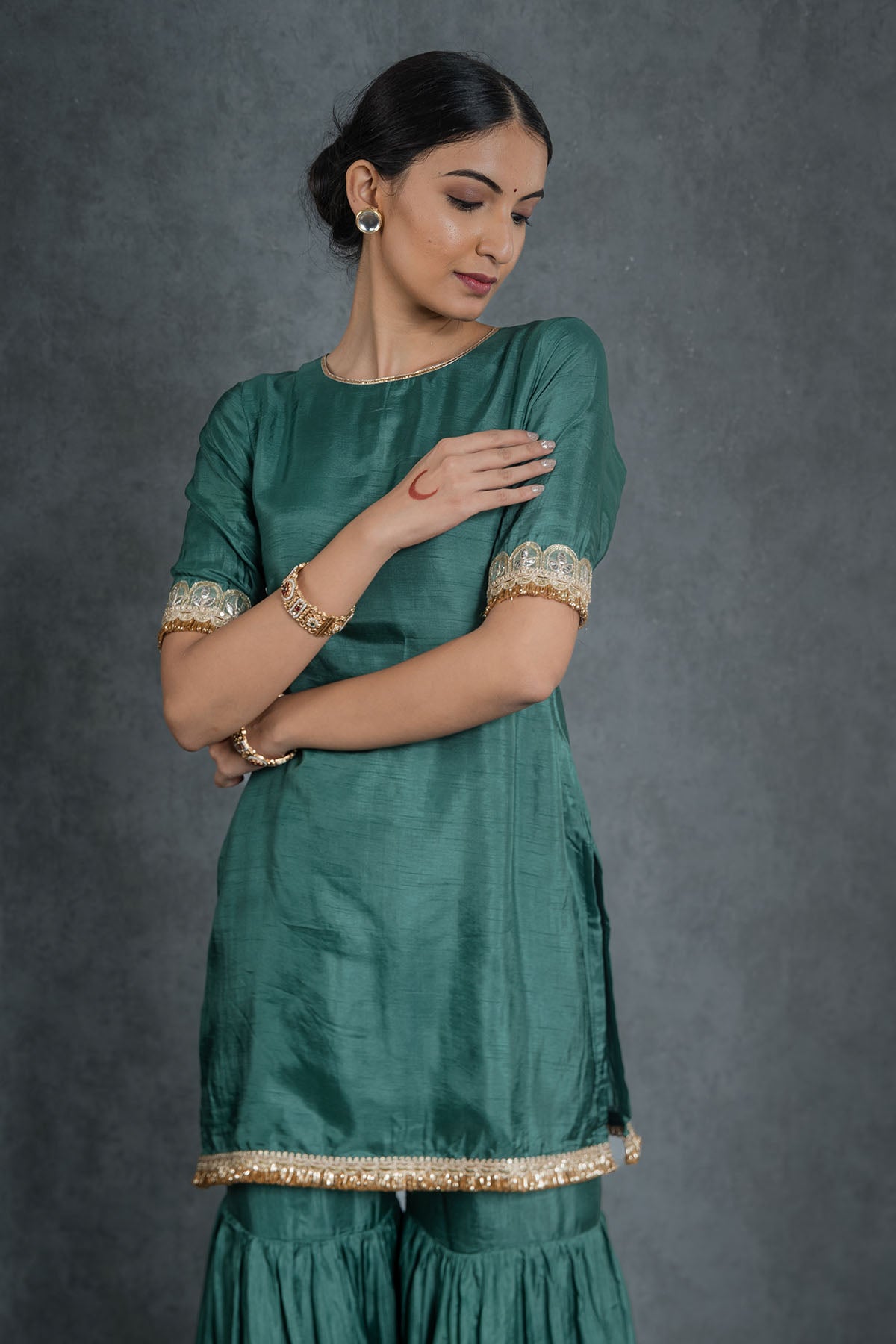 Emerald Green Lace Sharara Set