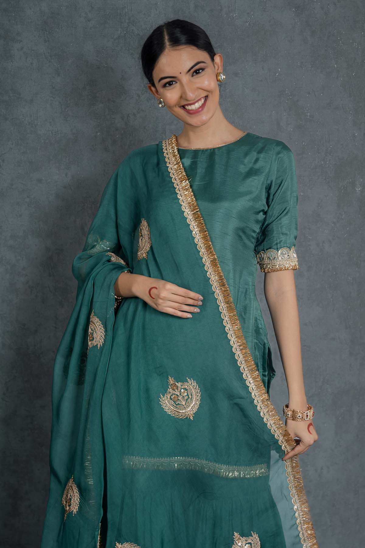 Emerald Green Lace Sharara Set