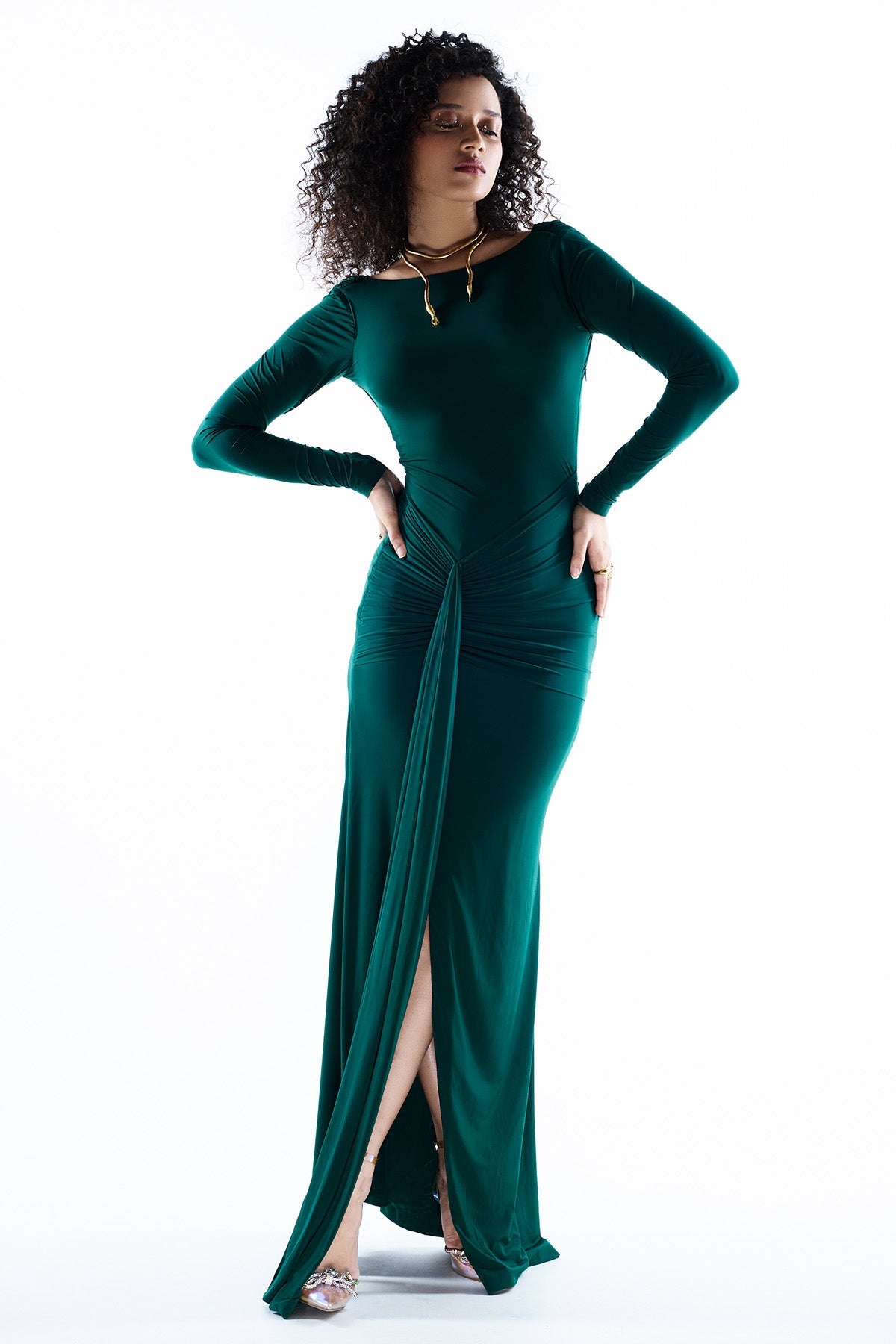 Buy Emerald Green Lycra Mini Dress for women by GKDedit online available at scrollnshops