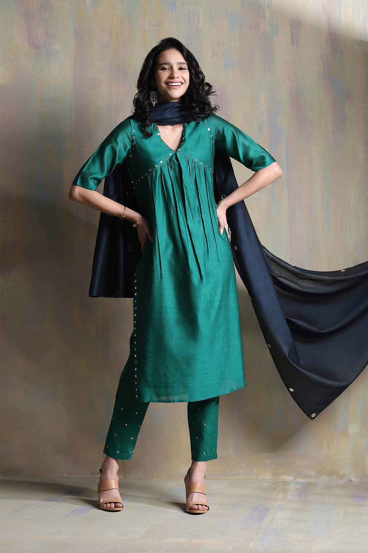Emerald Green Mirror Kurta Set