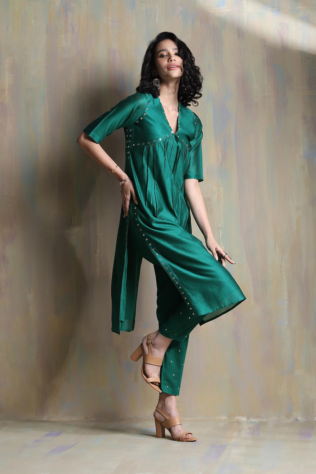 Emerald Green Mirror Kurta Set