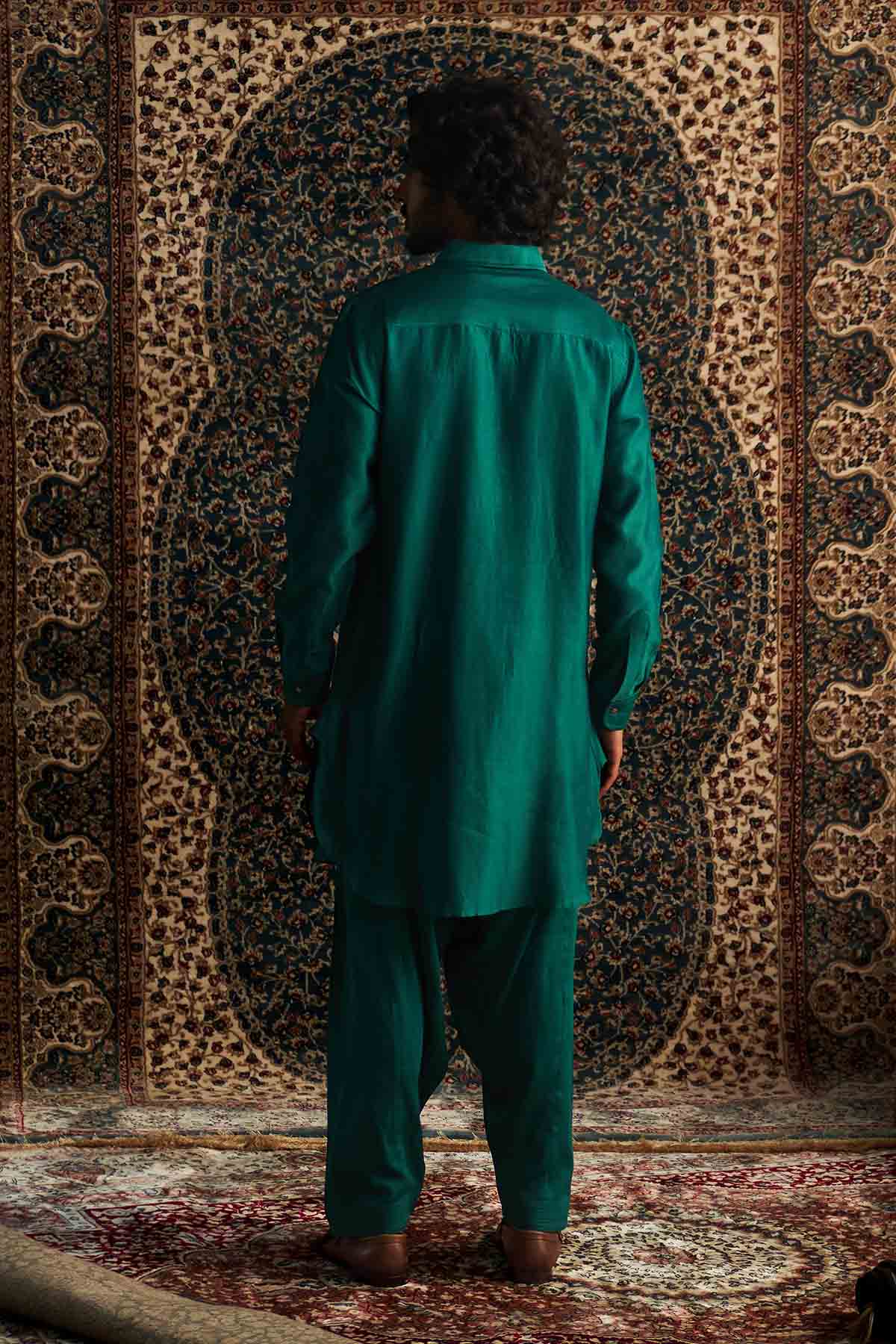 Emerald Green Pathani Kurta Set