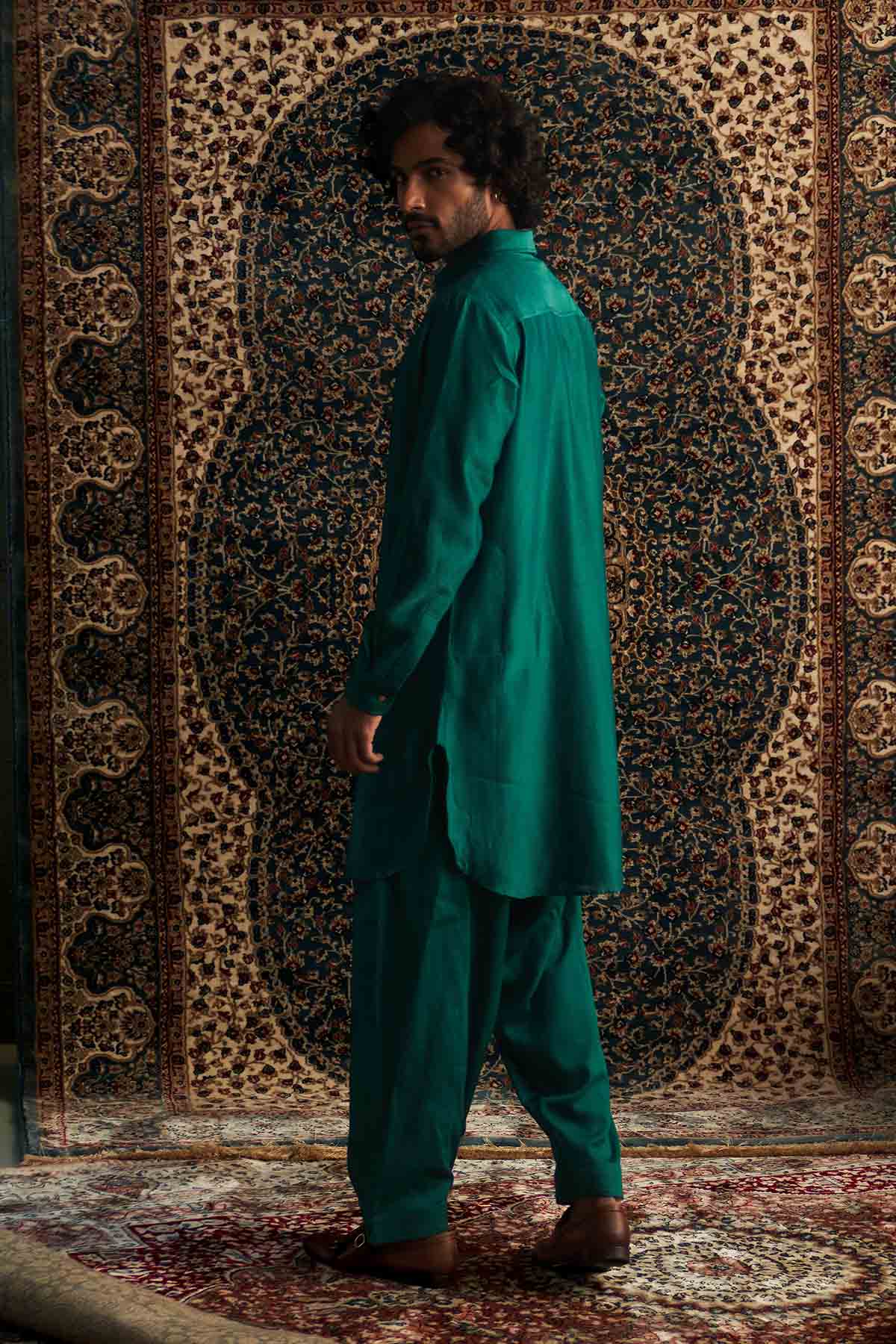 Emerald Green Pathani Kurta Set