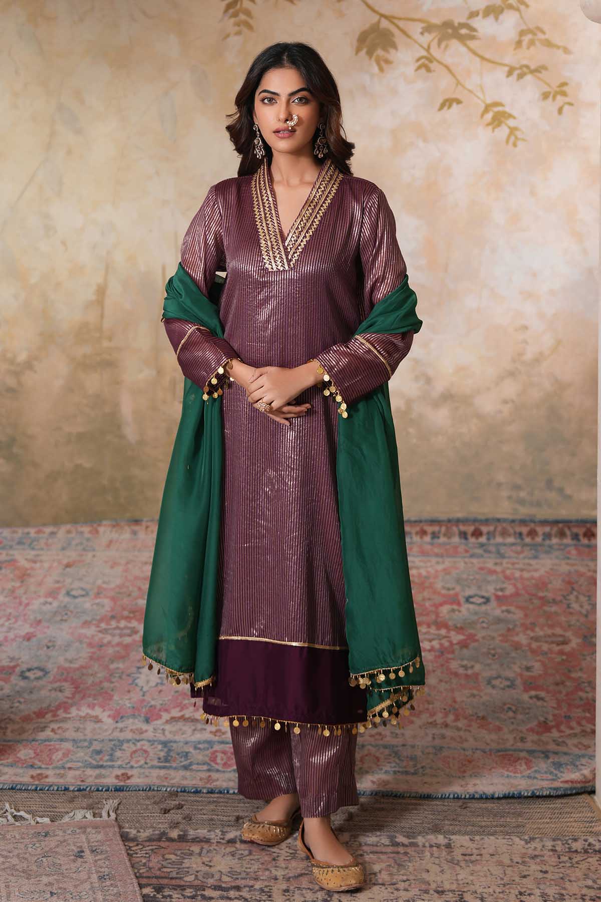 Emerald Green Sequins Dupatta