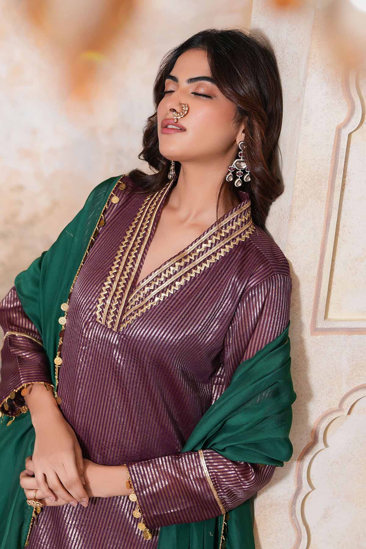 Buy Emerald Green Sequins Dupatta by Ugna by Unnati for women online at ScrollnShops