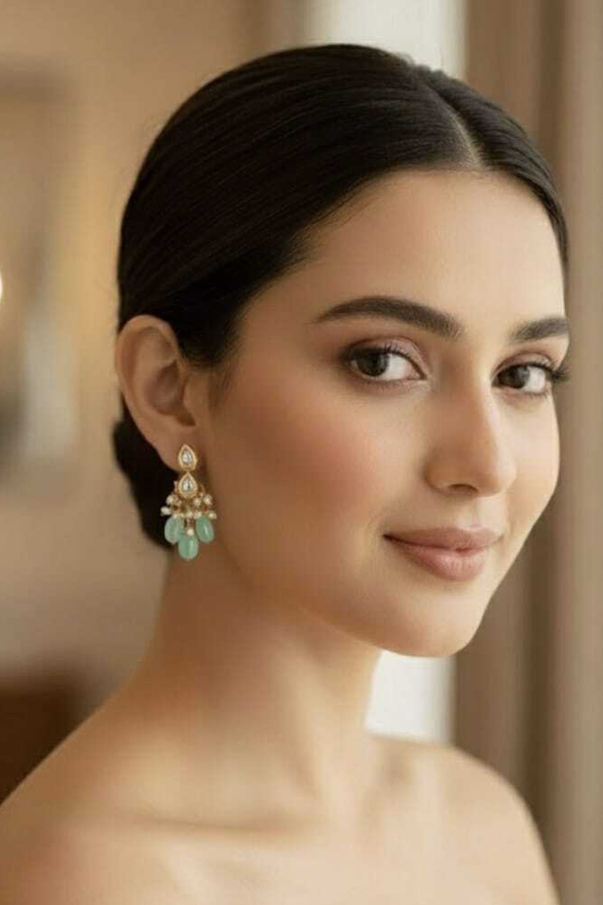 Buy Emerald & Pearl Drop Earrings for women by Beauty Spot Jewellery online available at scrollnshops