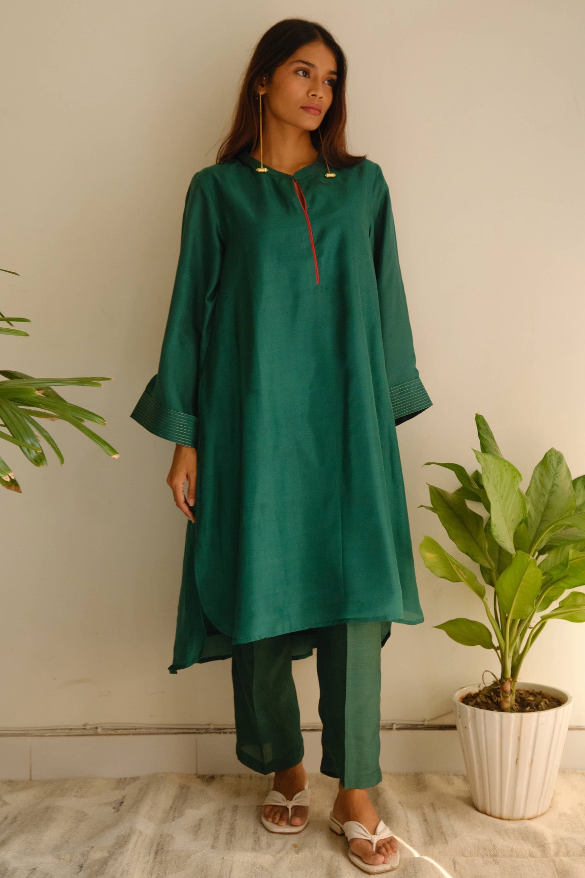Buy Emerald Silk Zari Kurta & Pants for women by Juanita by Shubhda online available at scrollnshops