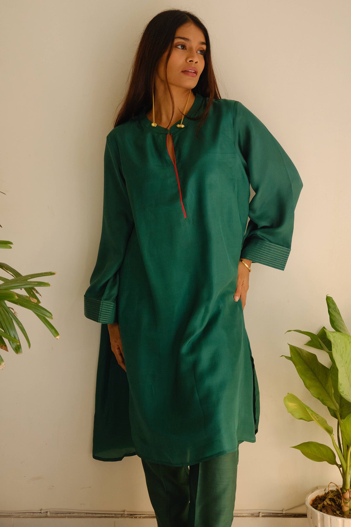 Emerald Silk Zari Kurta & Pants