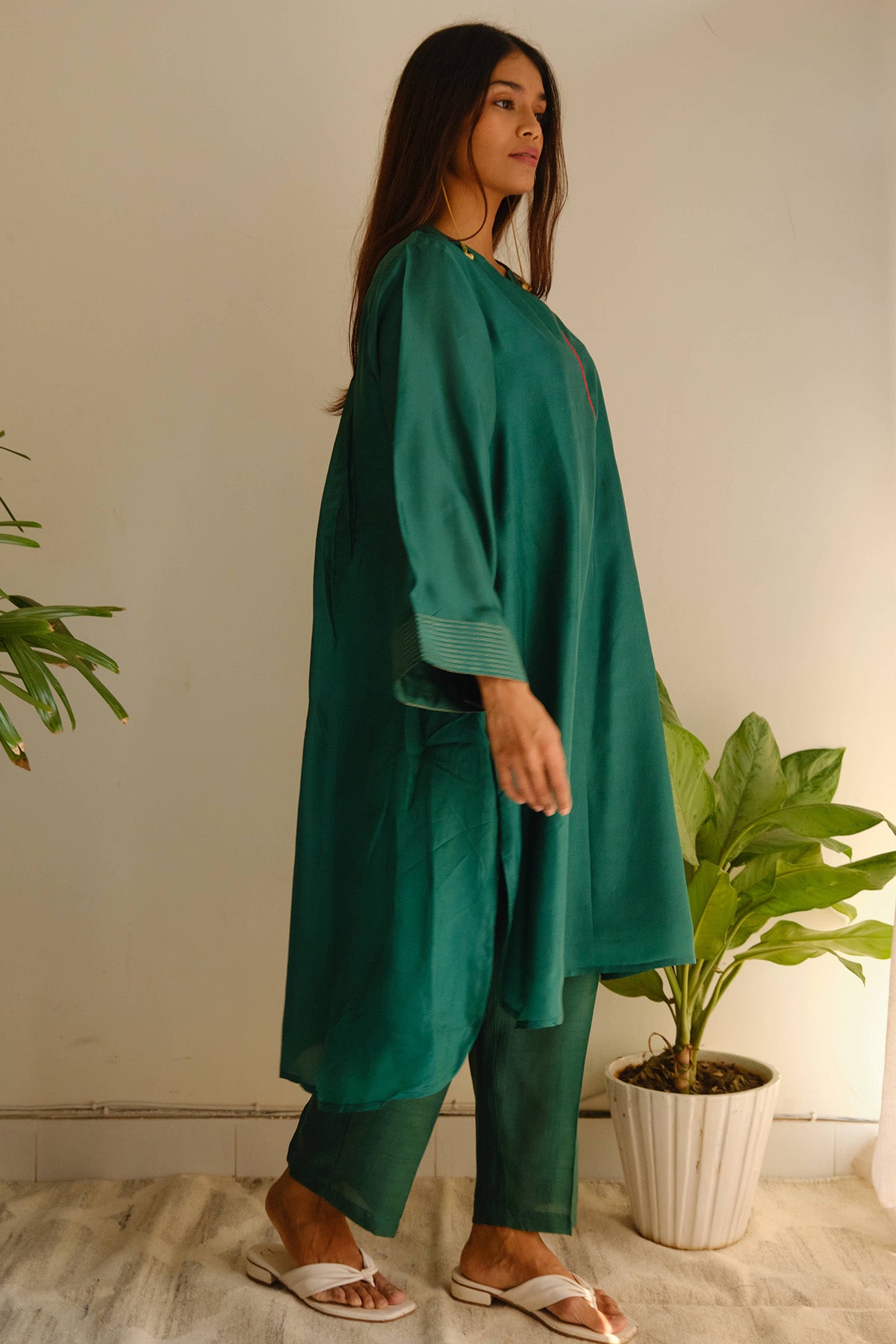 Emerald Silk Zari Kurta & Pants