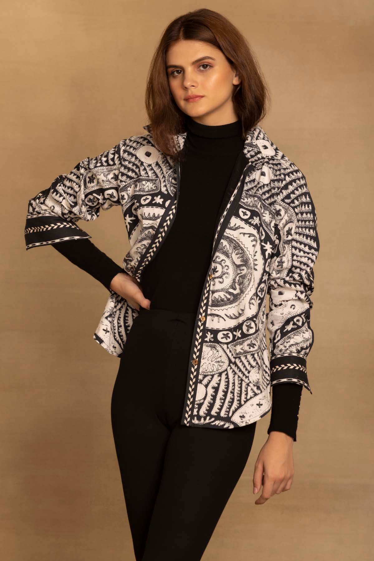 Ethnic Design Cotton Twill Shirt