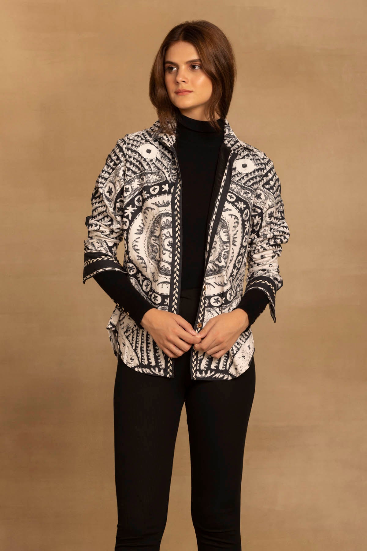 Ethnic Design Cotton Twill Shirt