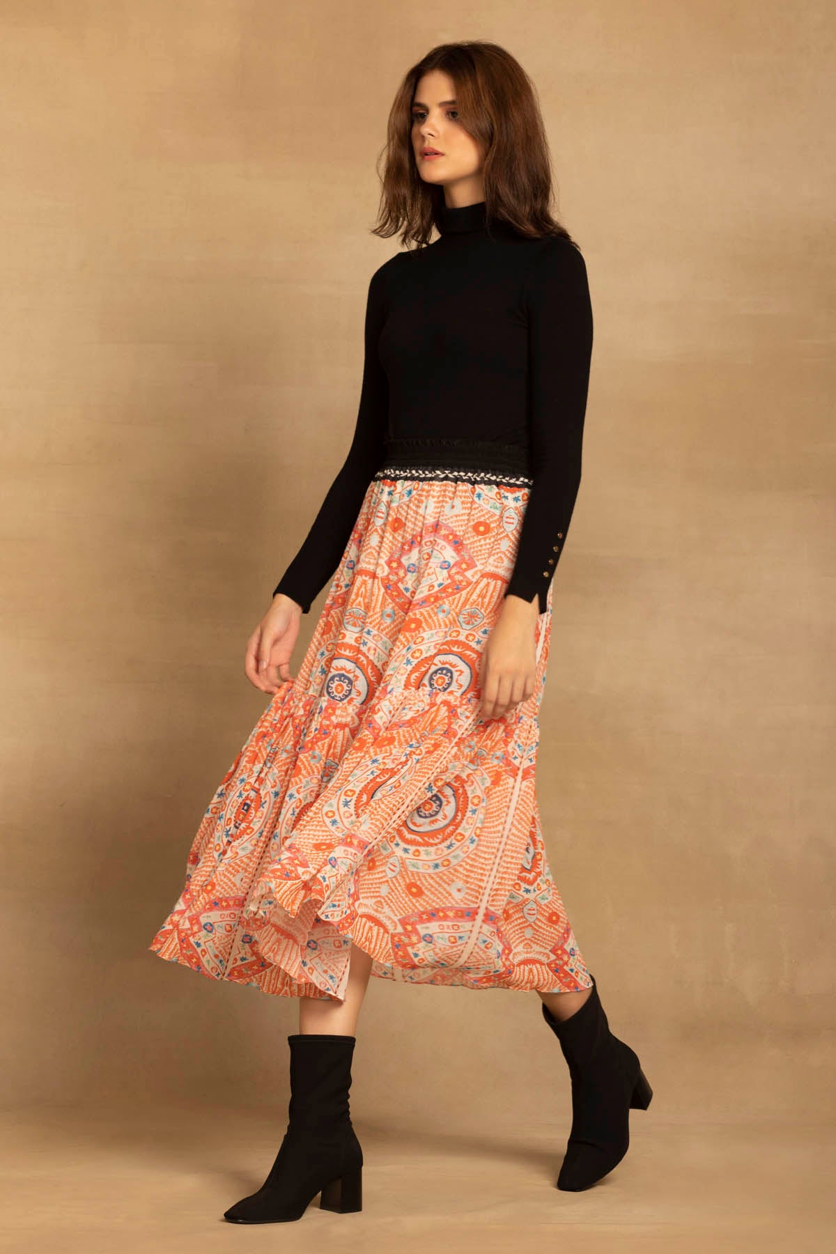 Ethnic Design Tiered Skirt