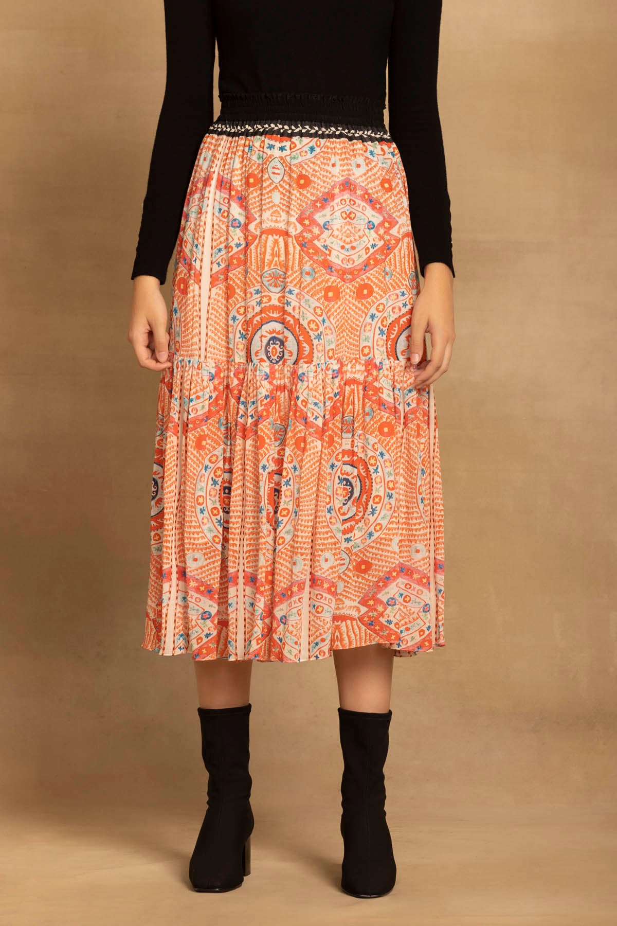 Ethnic Design Tiered Skirt