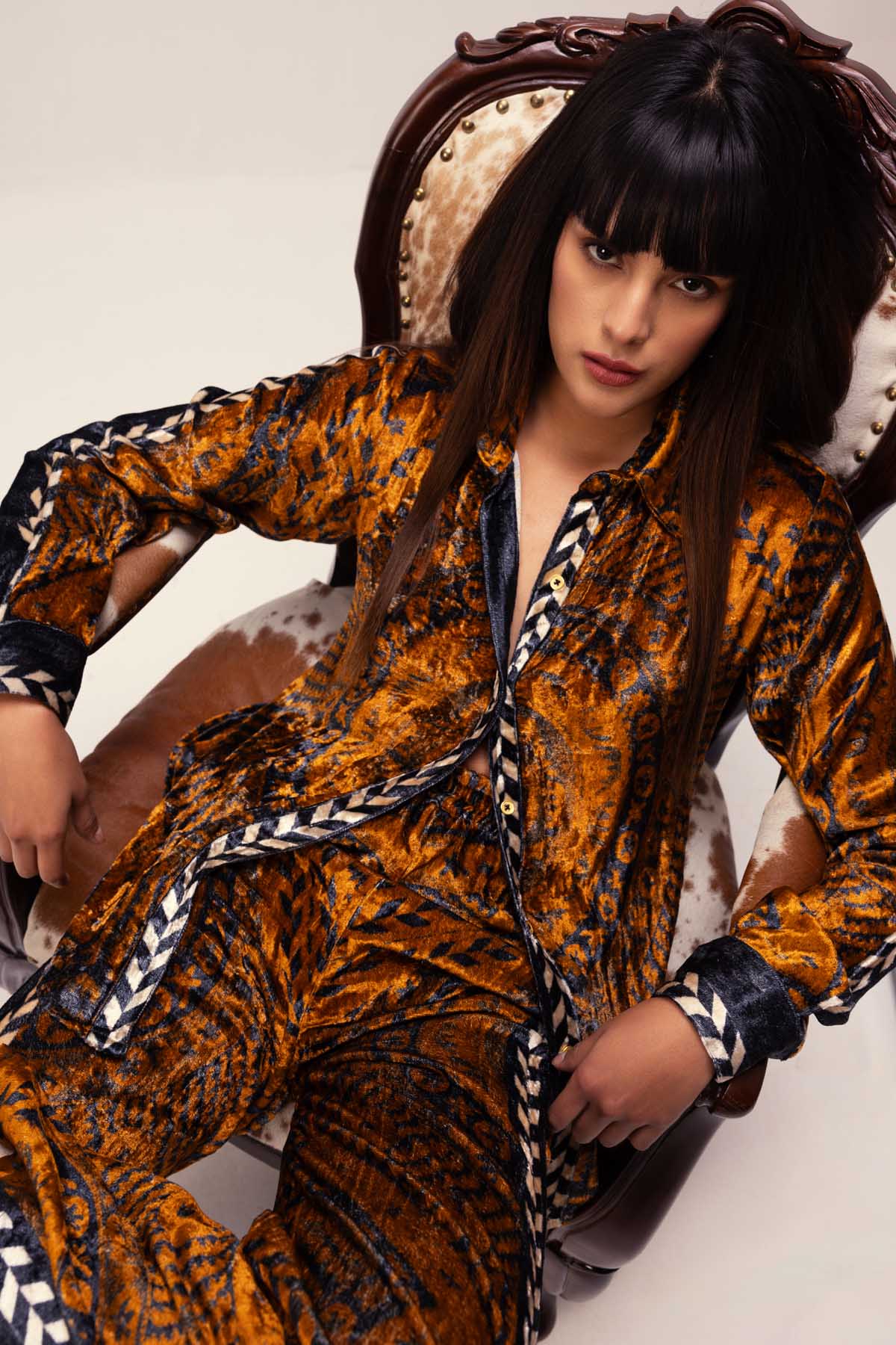 Ethnic Print Velvet Co-ord Set