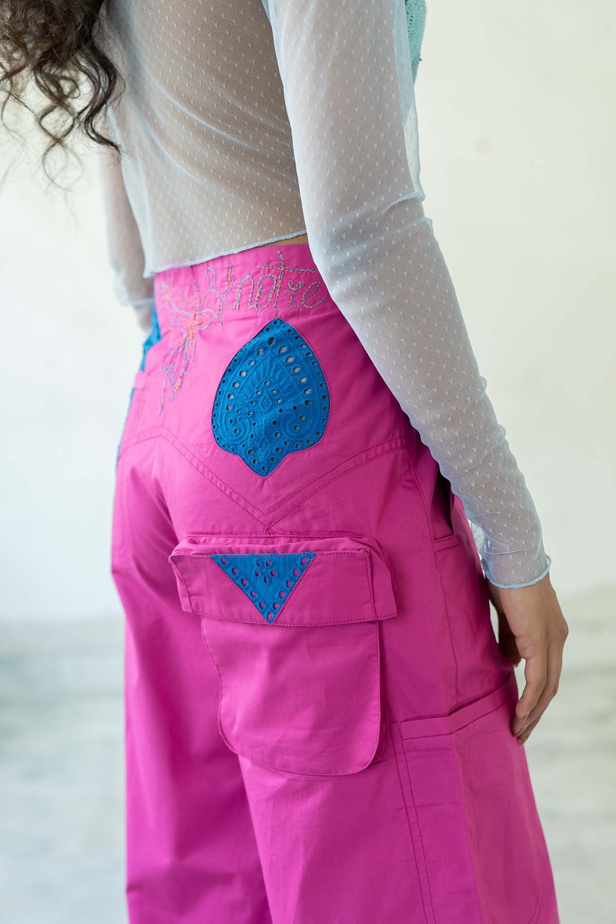 Eyelet Embroidered Cargo