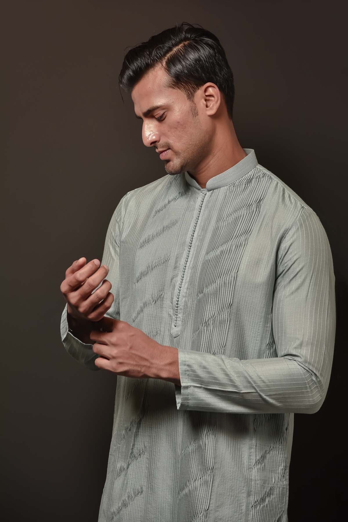 Fabric Buttoned Kurta Set