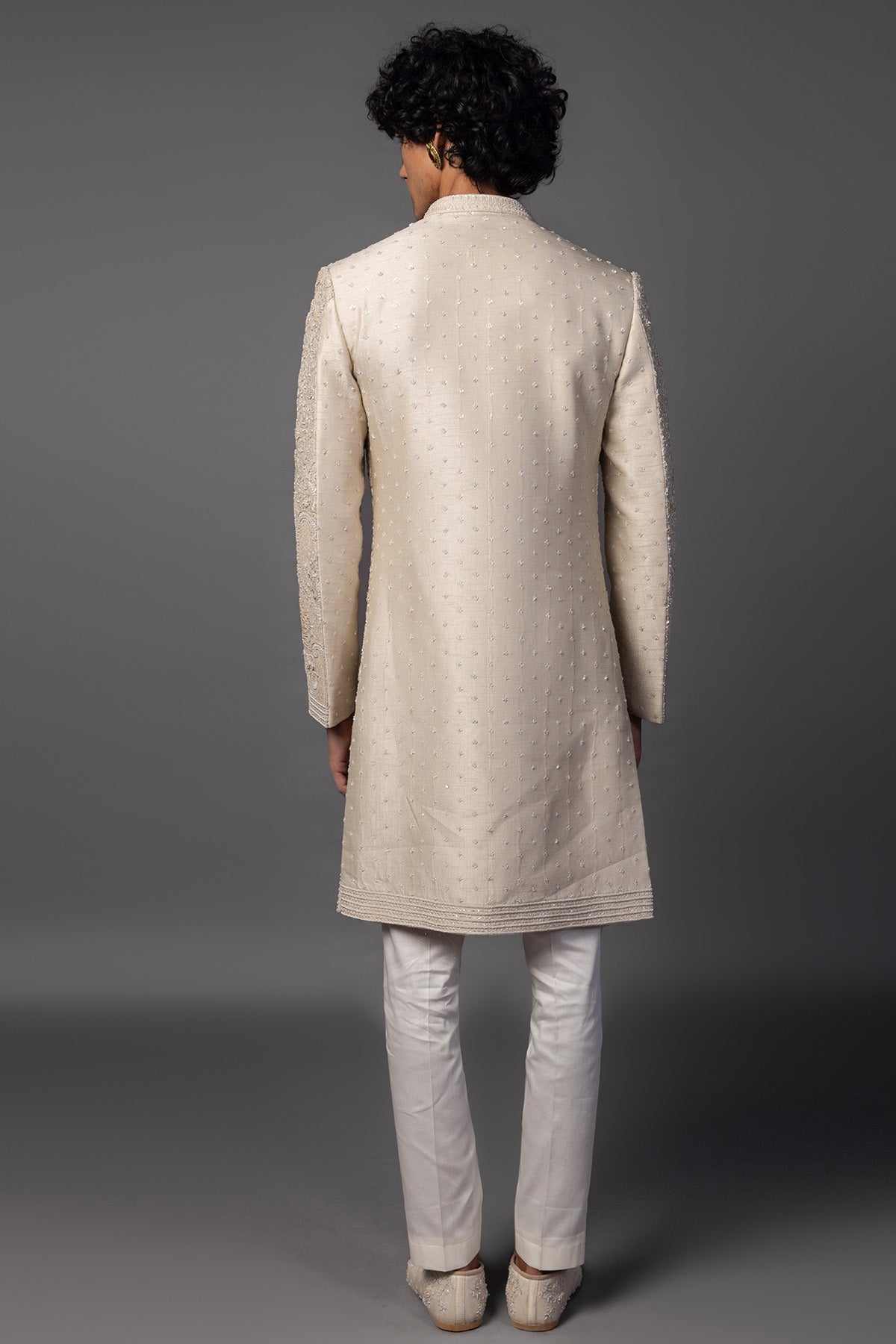 Fawn Shade Embroidery Sherwani
