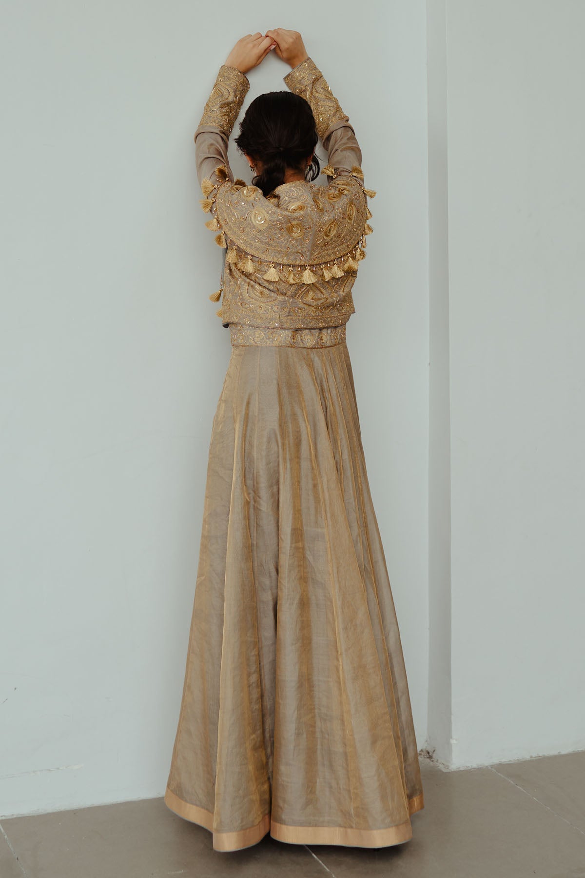 Feather Embroidered Anarkali & Jacket