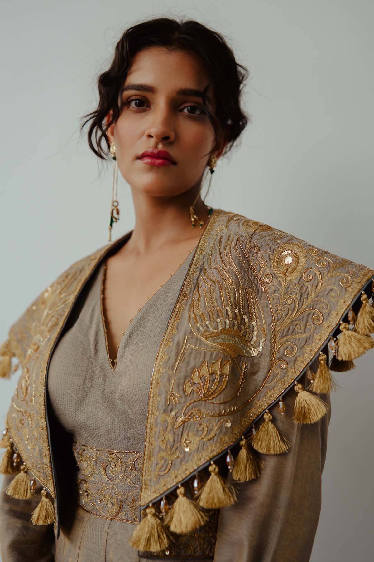 Feather Embroidered Anarkali & Jacket