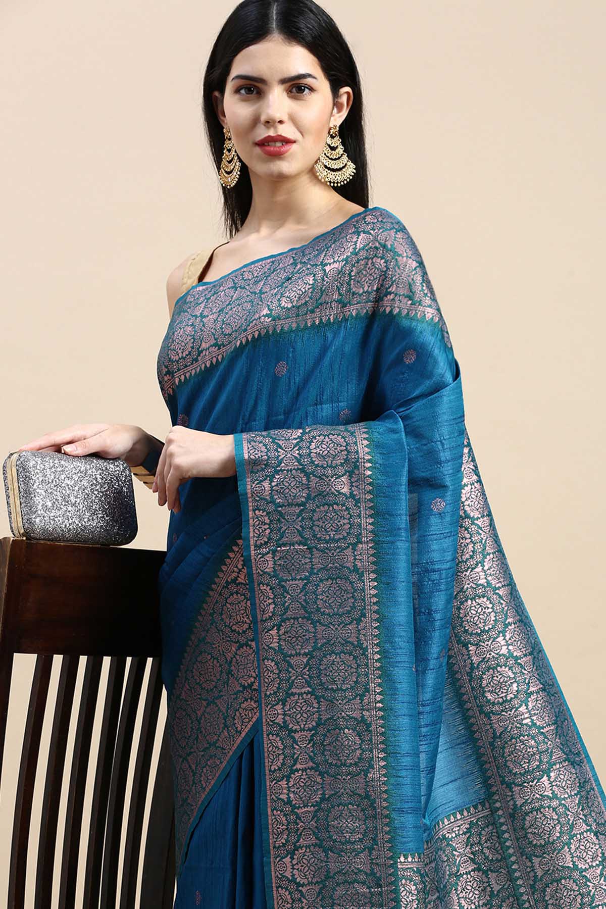 Firozi Banarasi Silk Zari Saree