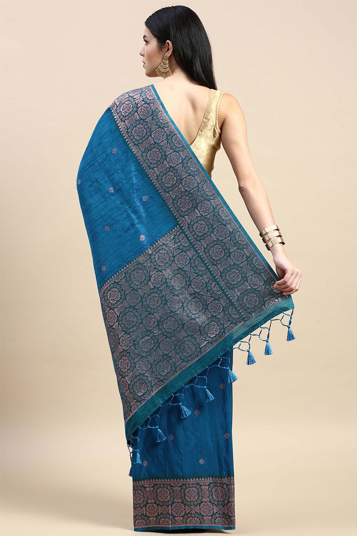 Firozi Banarasi Silk Zari Saree