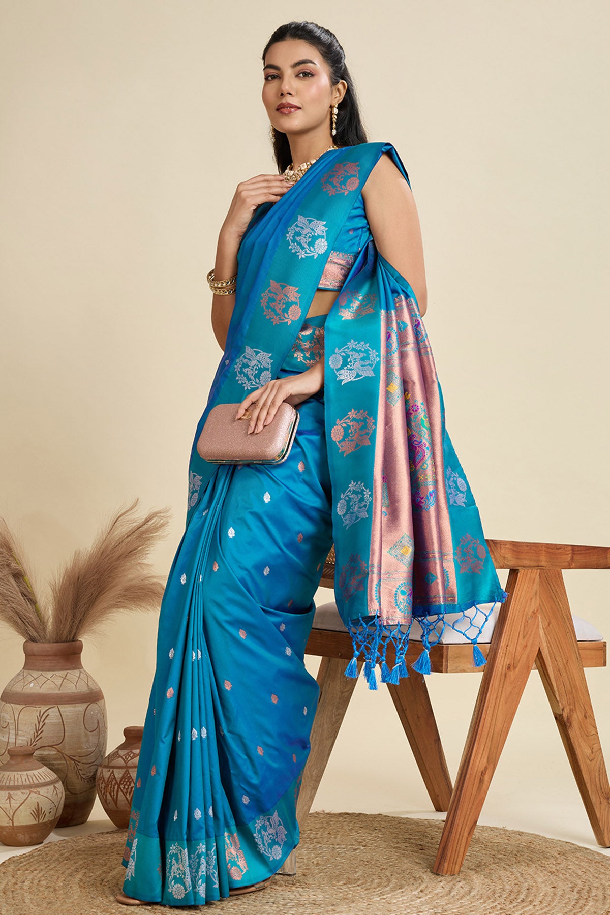 Firozi Paithani Saree & Blouse