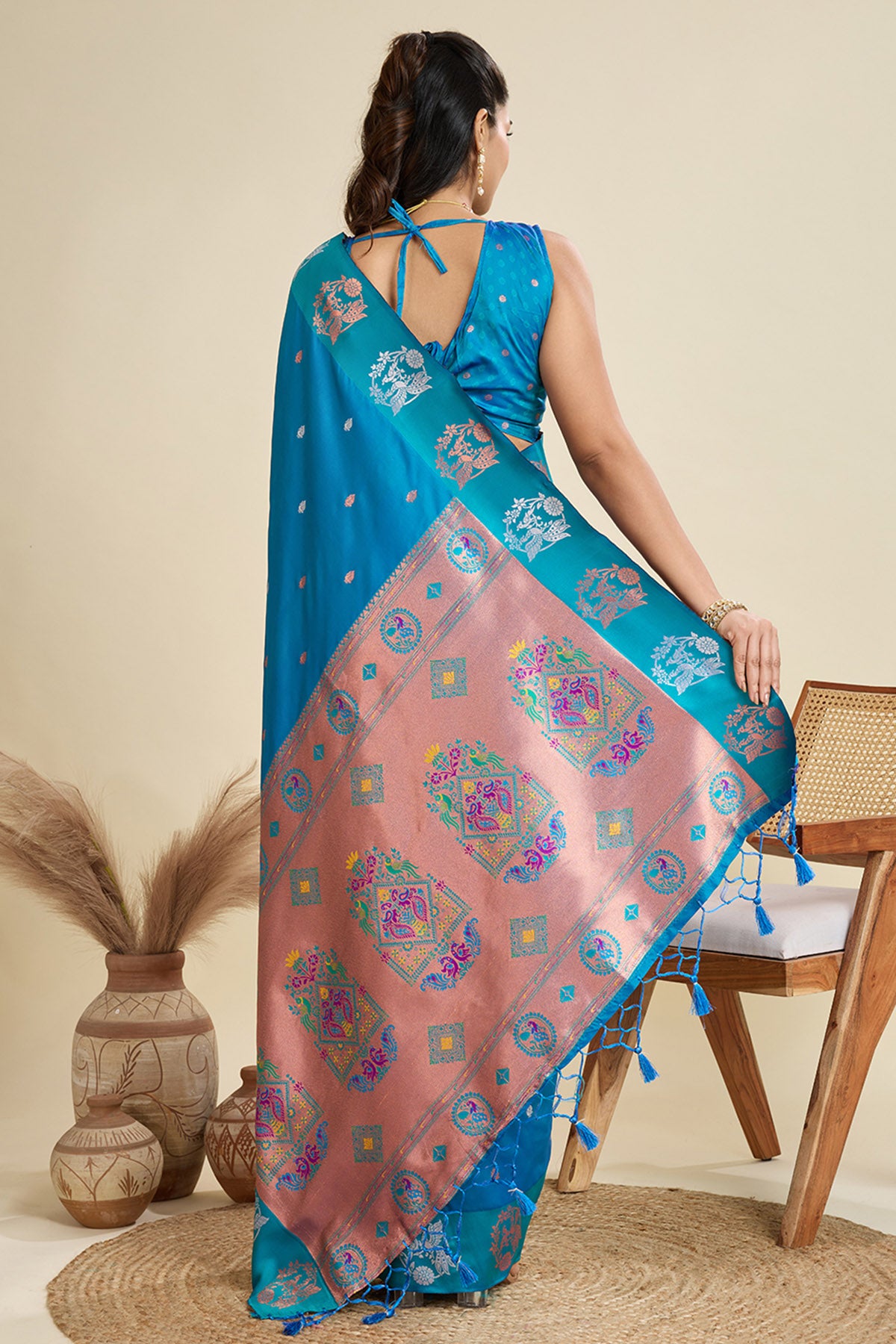 Firozi Paithani Saree & Blouse
