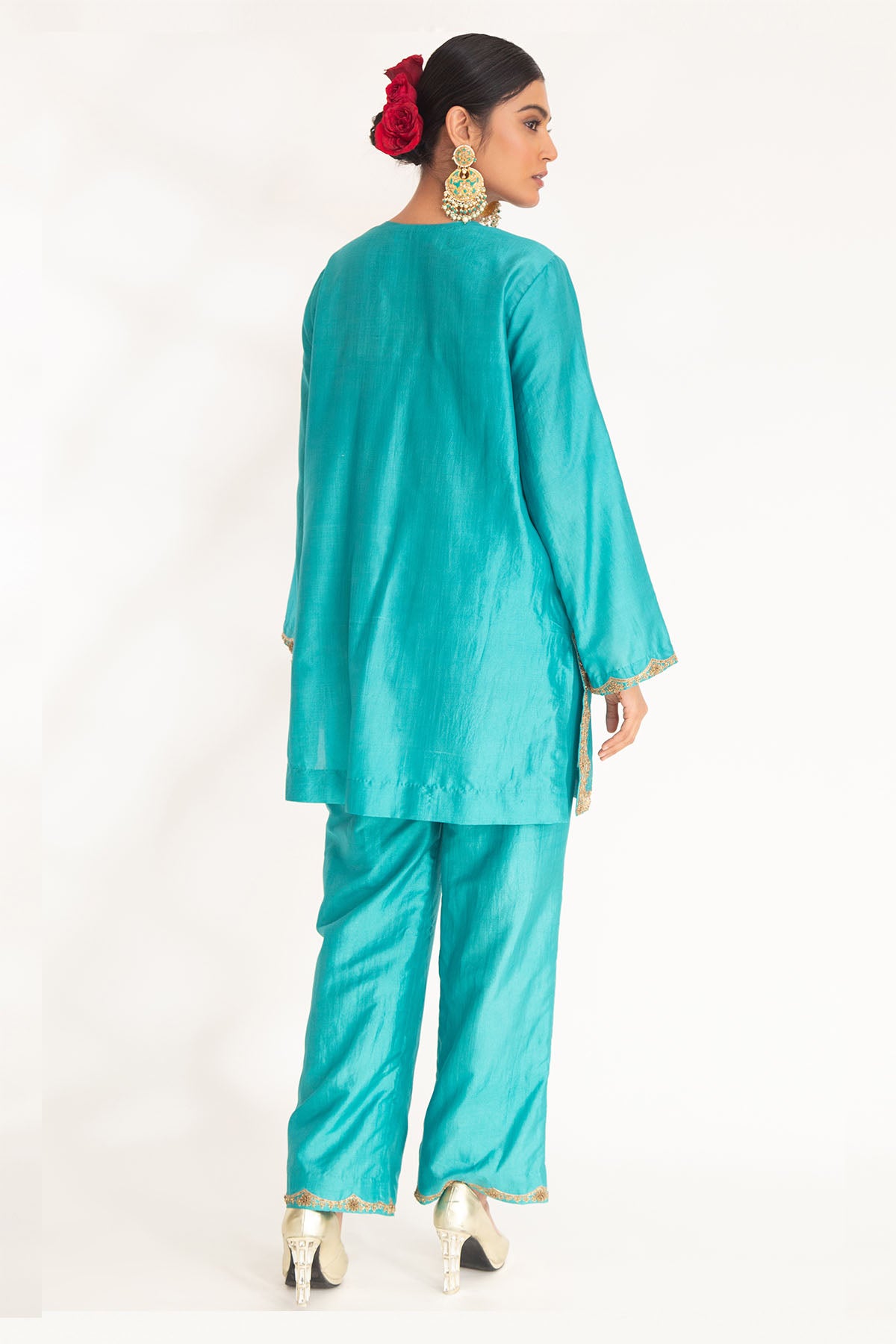 Firozi Zardozi Short Kurta Set