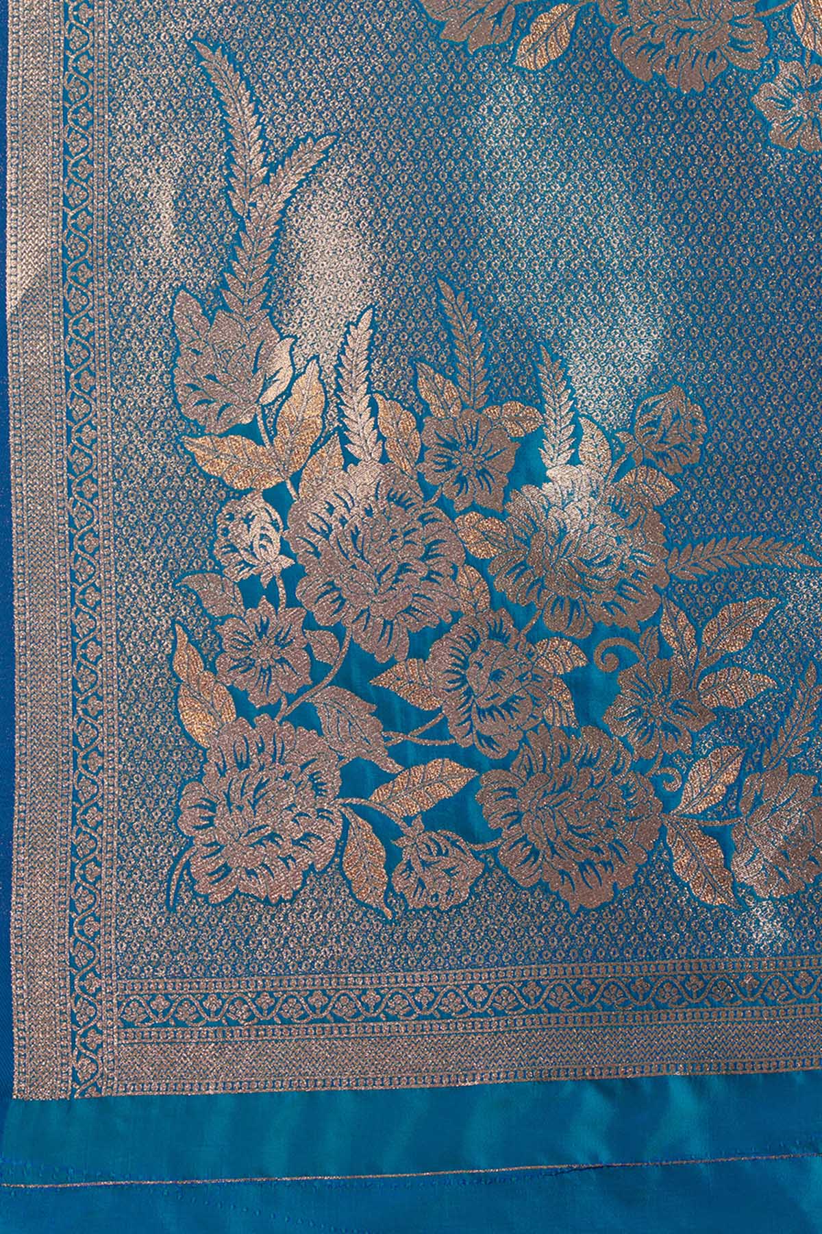 Firozi Zari Banarasi Silk Saree