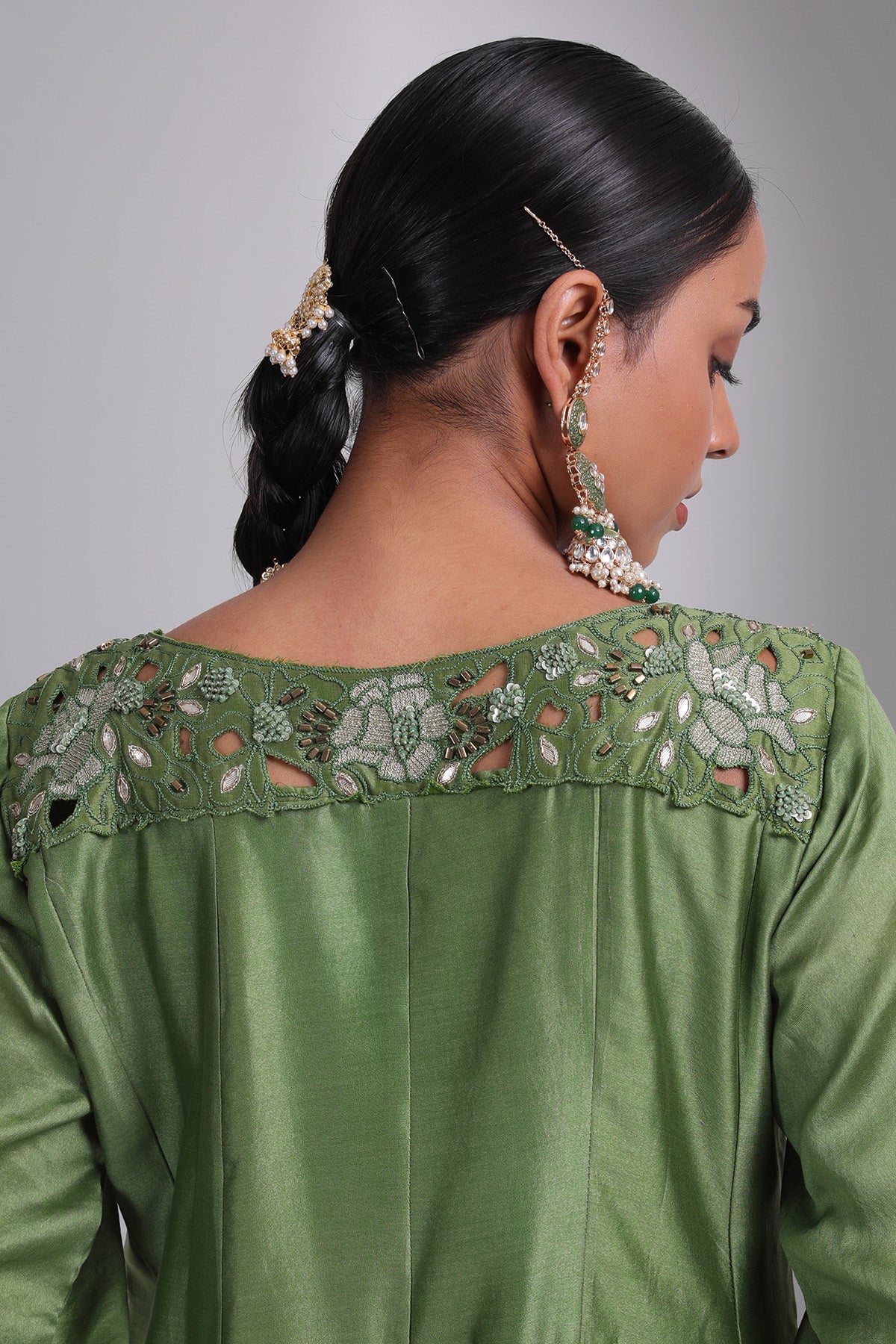 Flared Embroidered Kurta Set